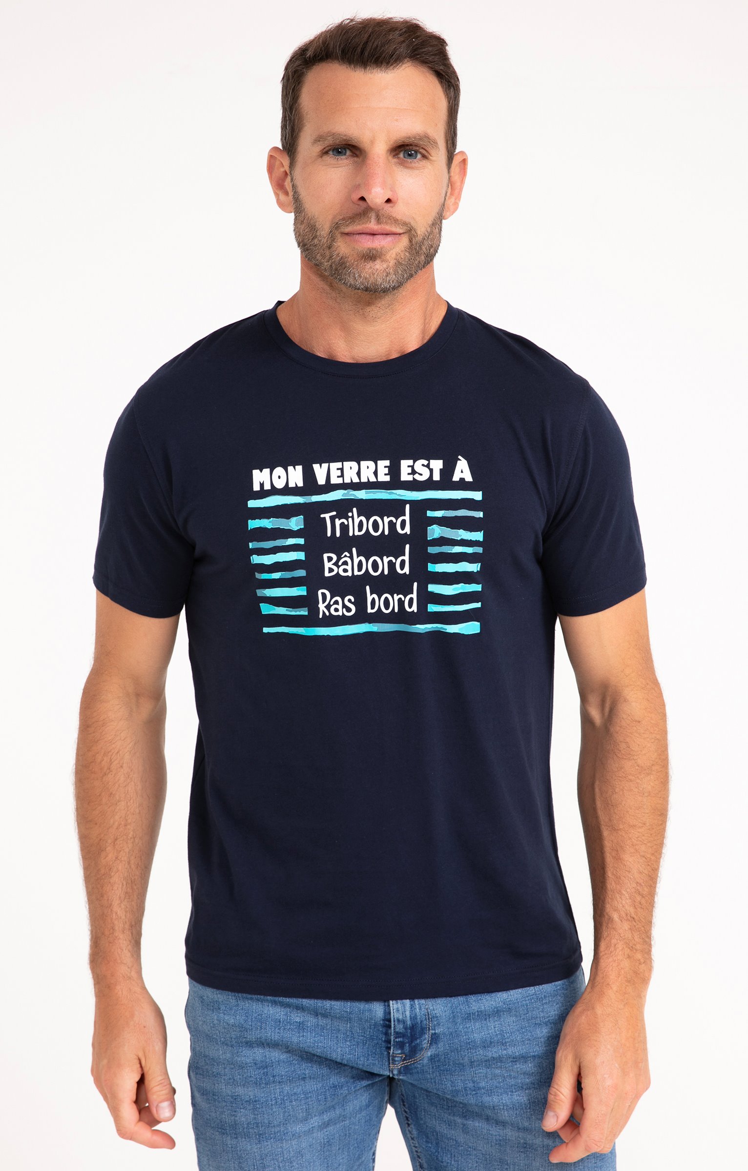 Tee-shirt verre à ras bord - MARINE