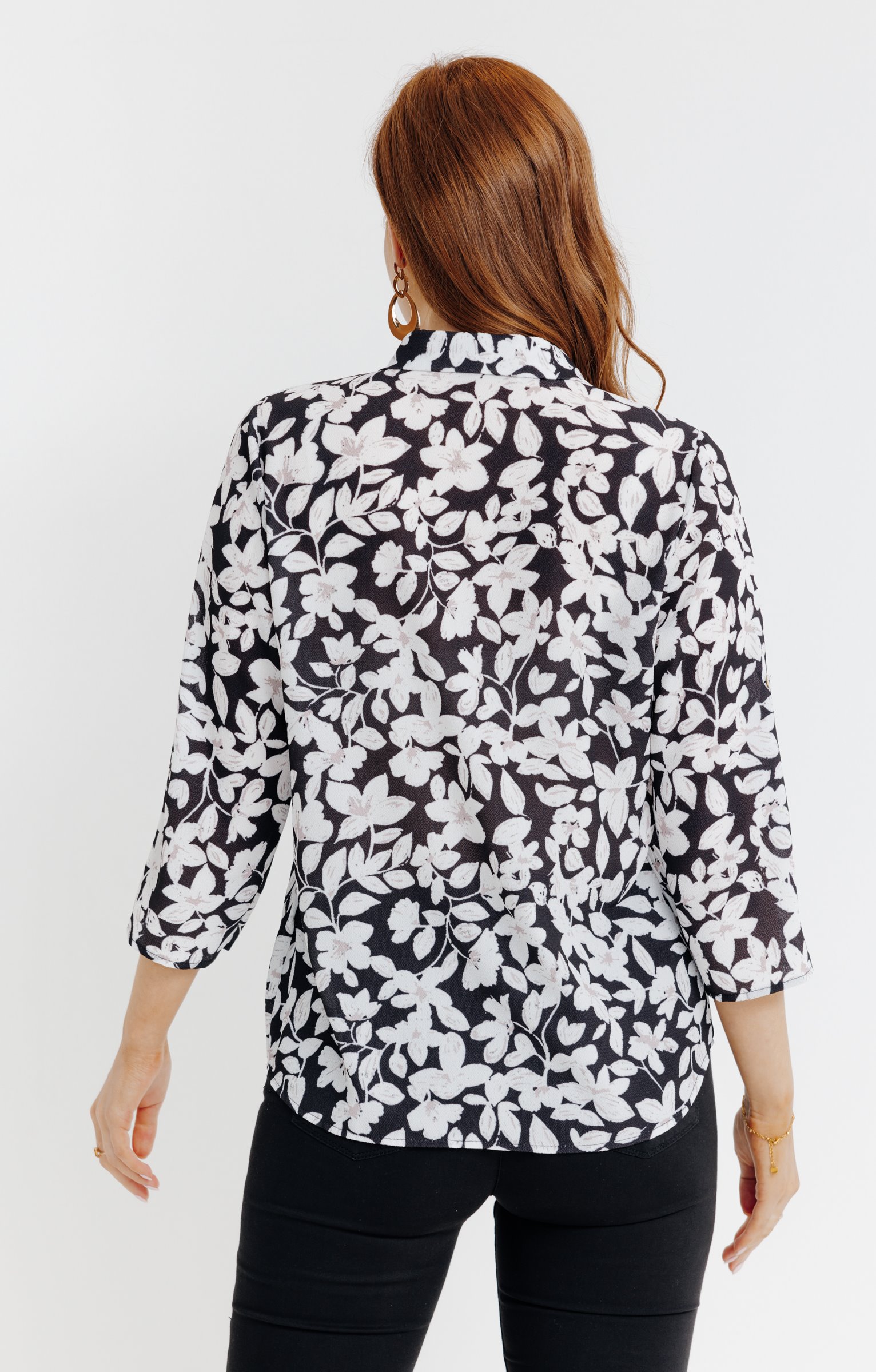 Chemise plissée imprimée - NOIR