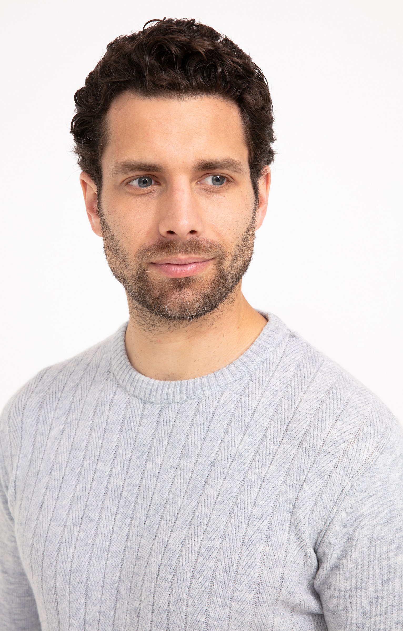 Pull col rond uni - GRIS CLAIR