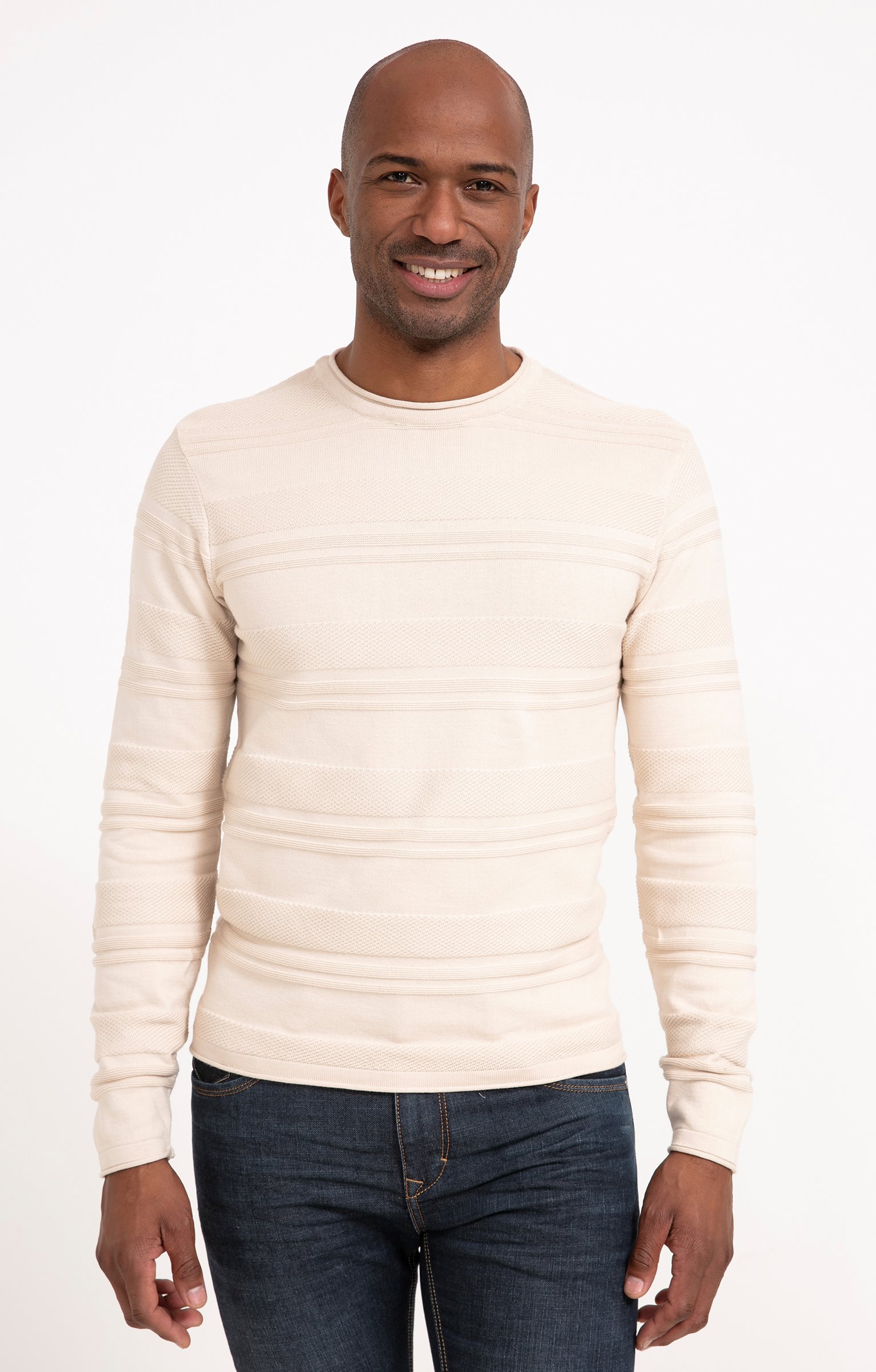 Pull uni col rond - BEIGE