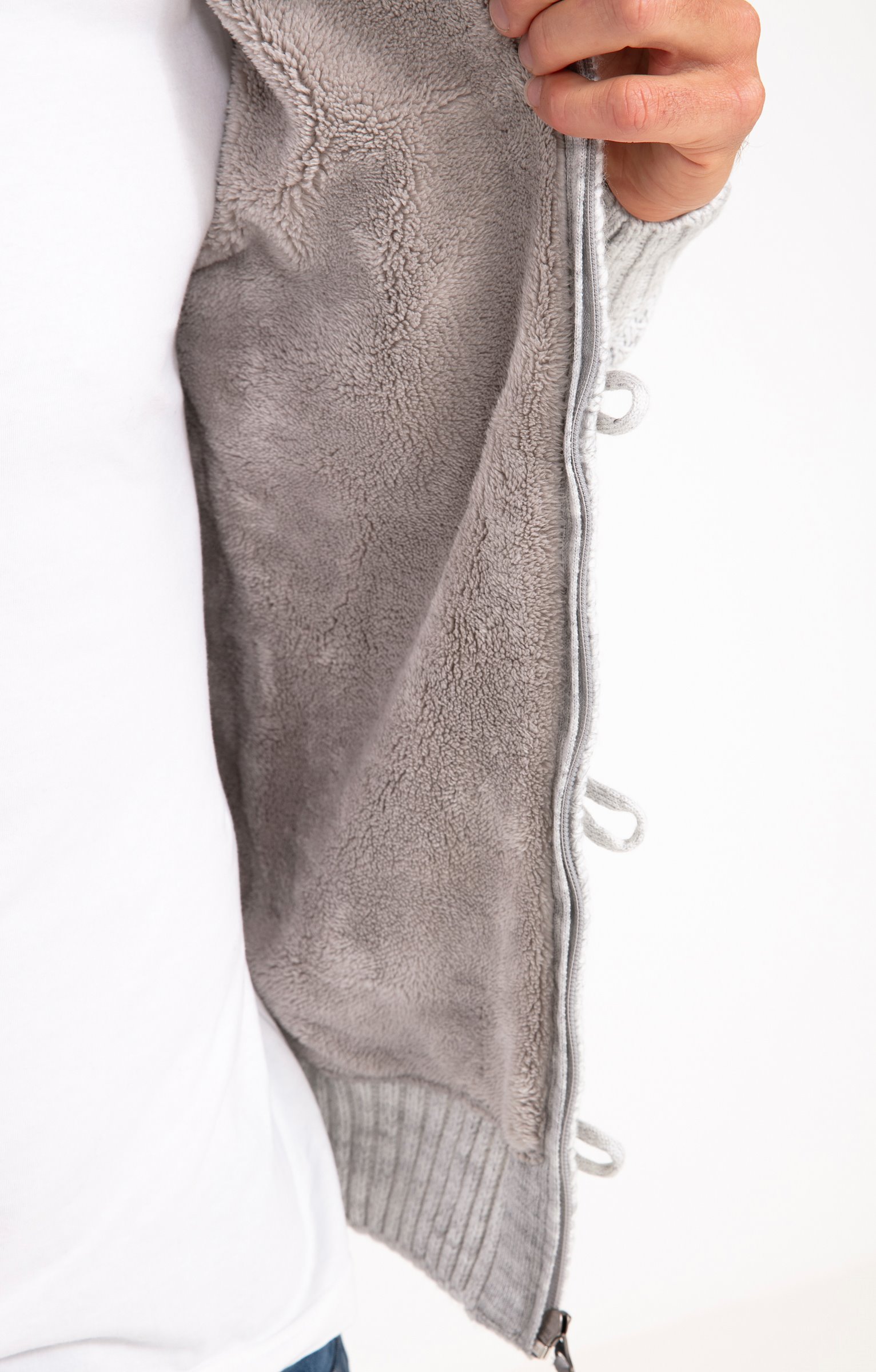 Gilet doublé sherpa avec capuche - GRIS CLAIR