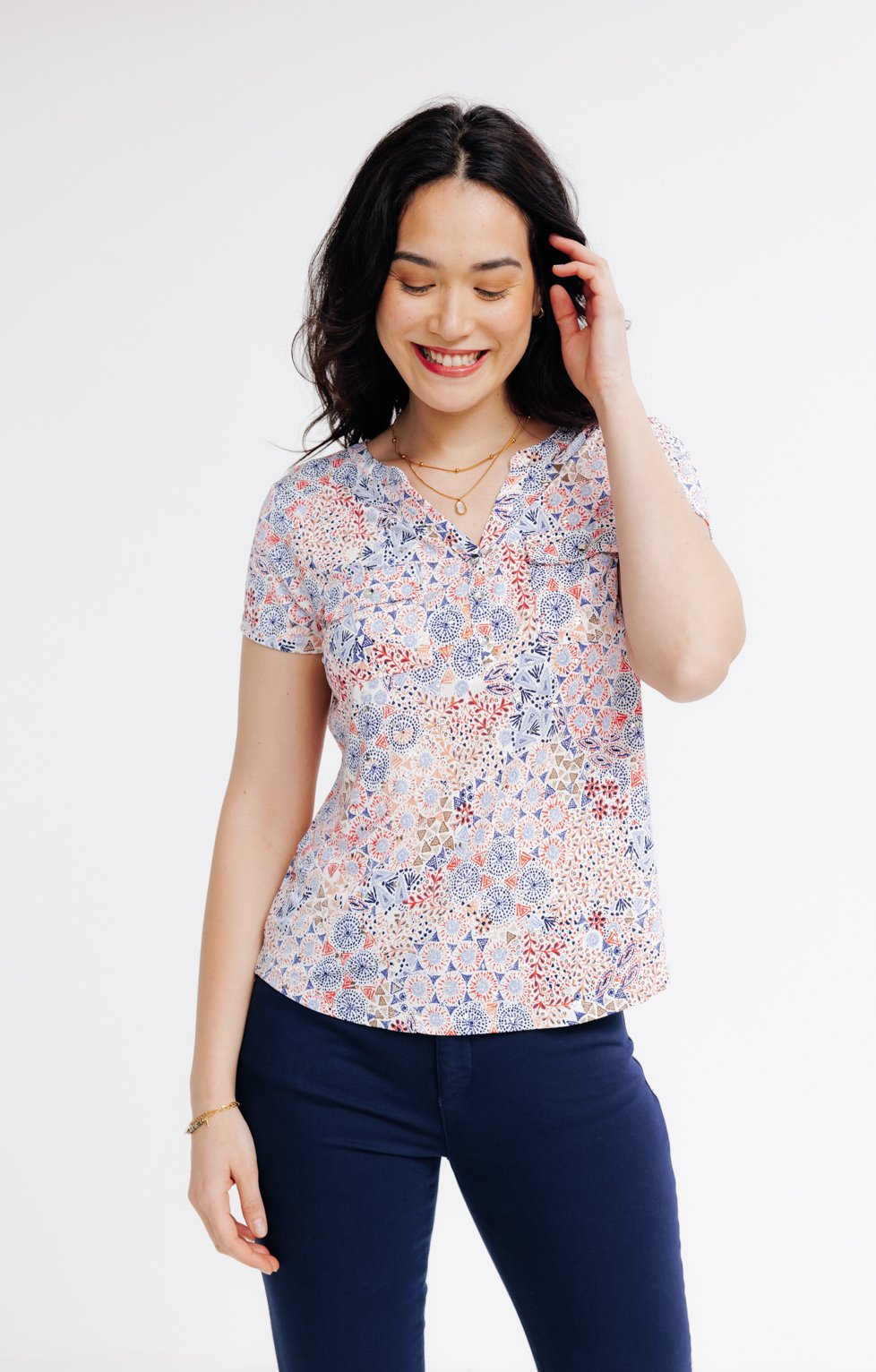 Tee-shirt été imprimé patch - ORANGE