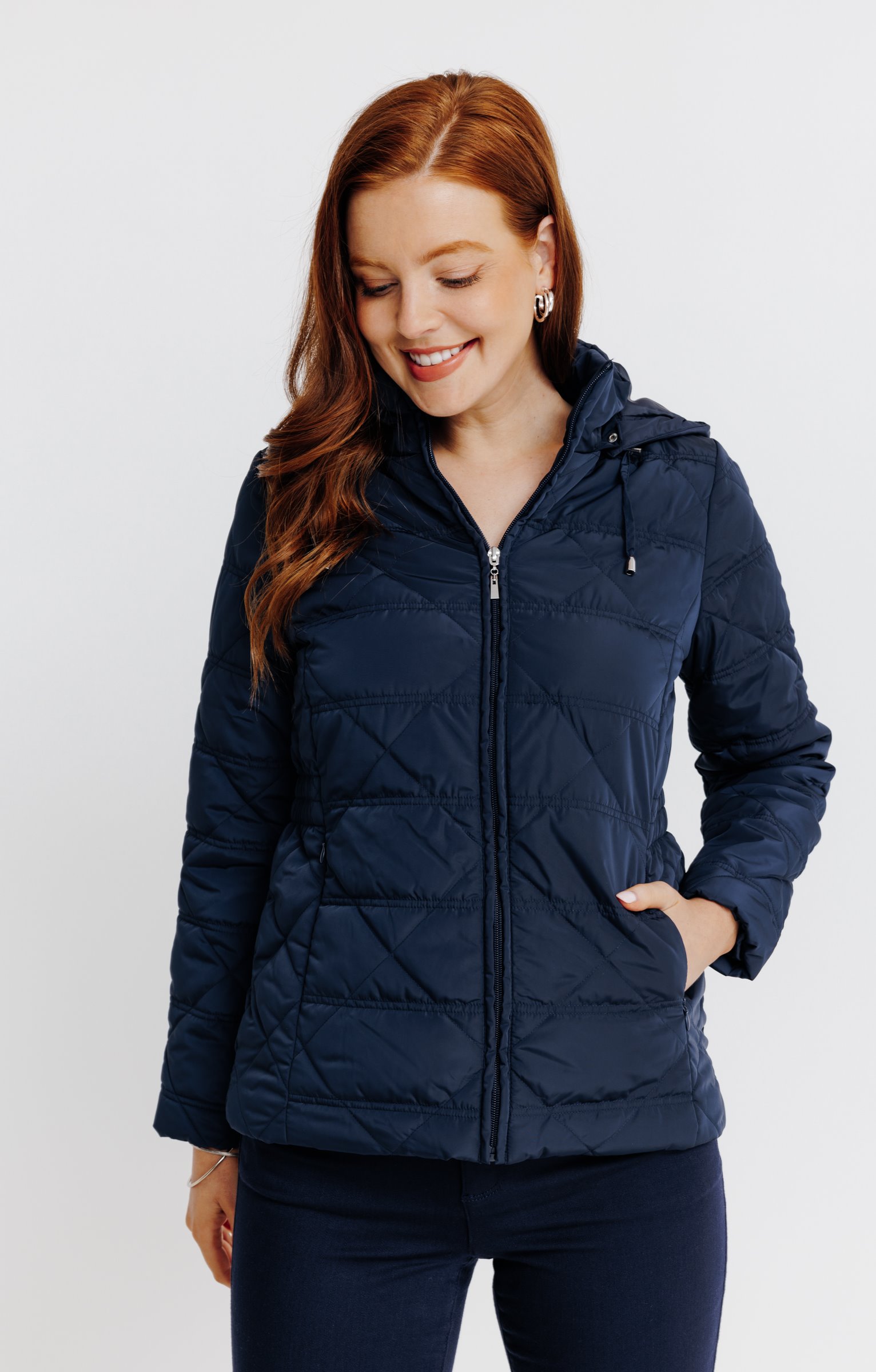 Doudoune courte matelassage fantaisie - MARINE