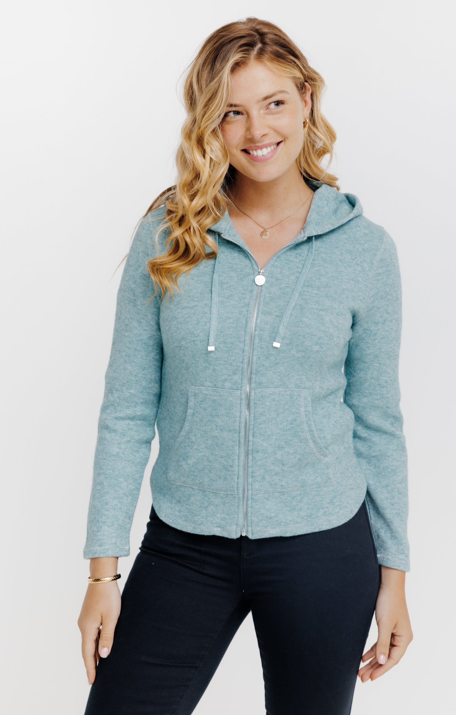 Cardigan zippé - VERT NIL