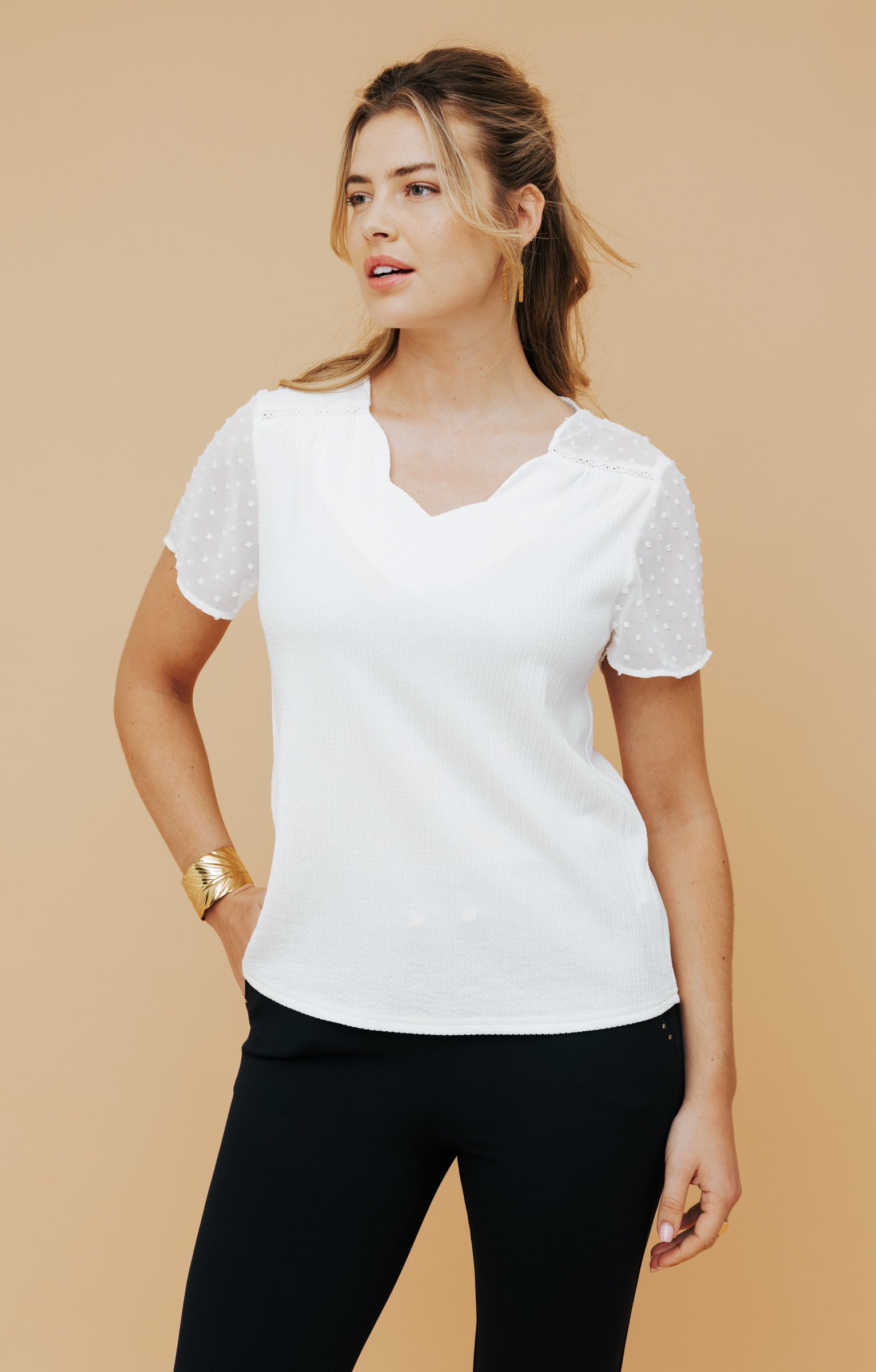 Tee-shirt uni galon - BLANC