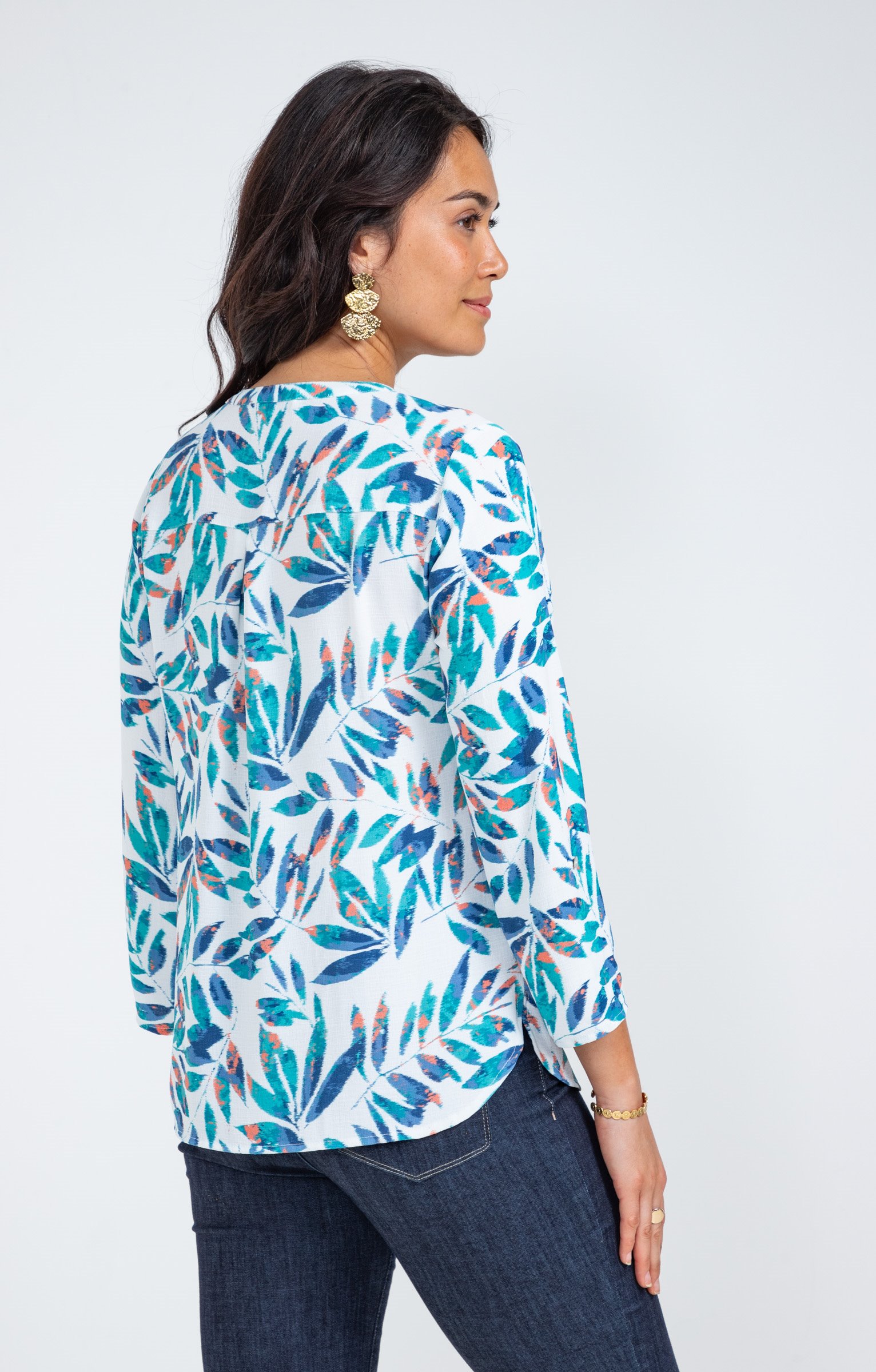 Tunique imprimée  feuillage  - ÉCRU