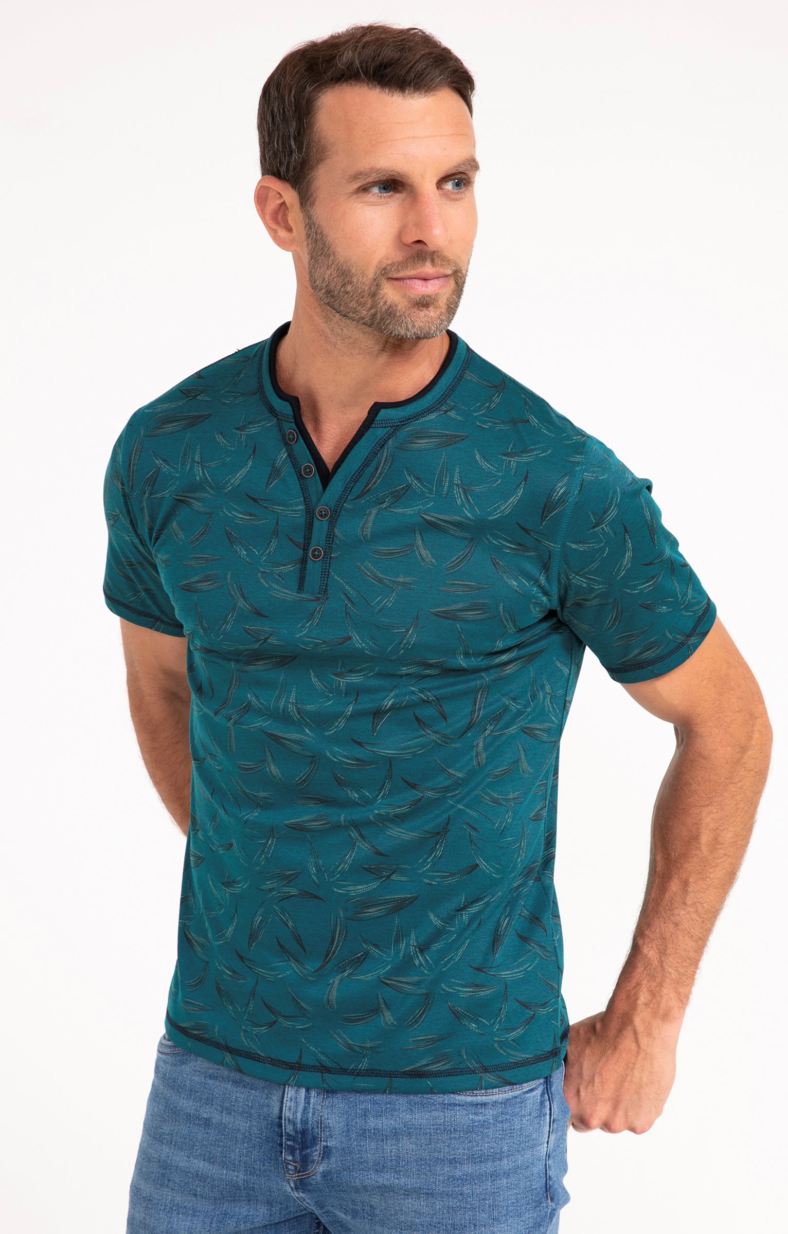 Tee-shirt manches courtes Black Leaf - PÉTROLE