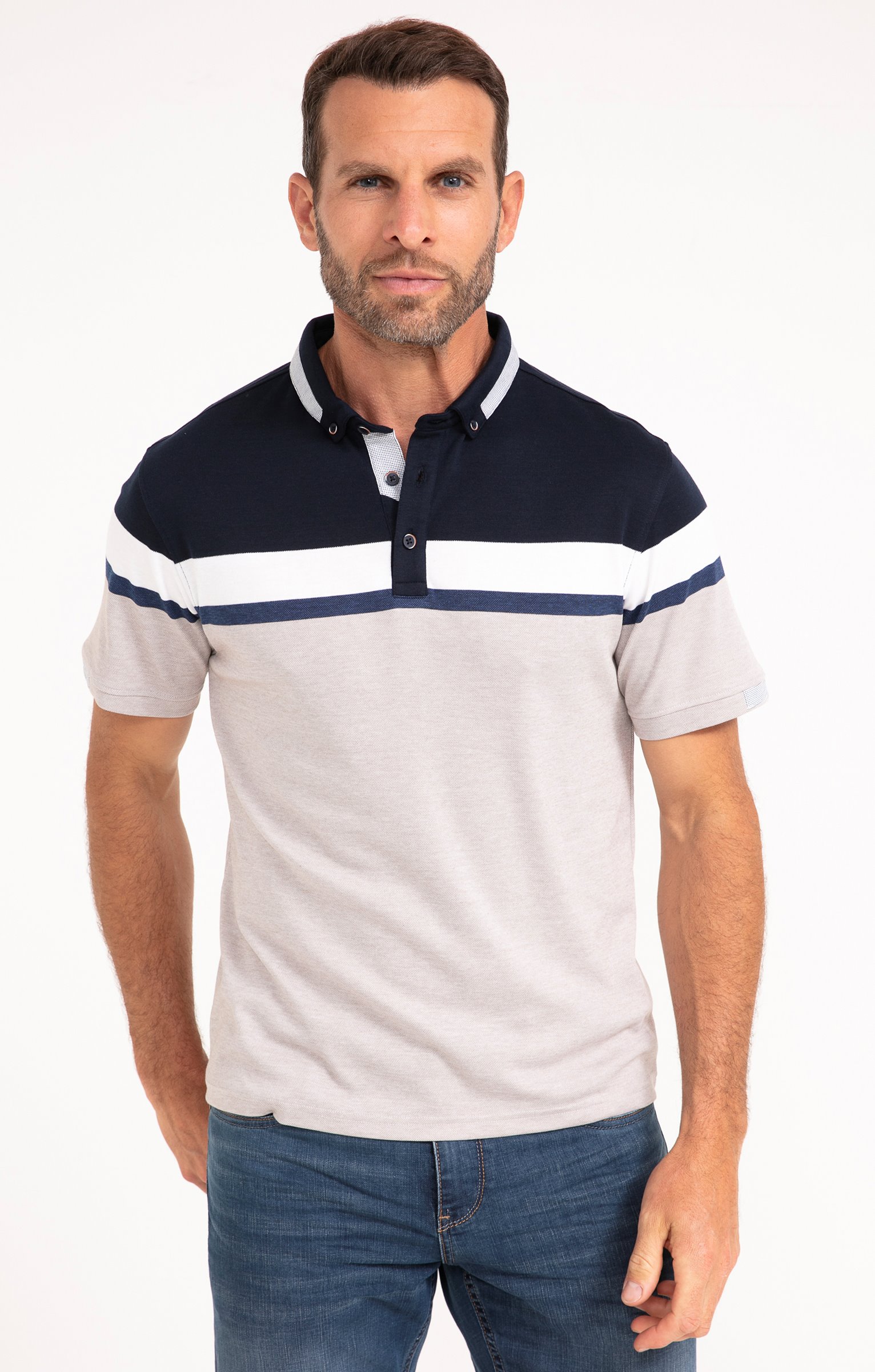 Polo manches courtes Strip - MARINE