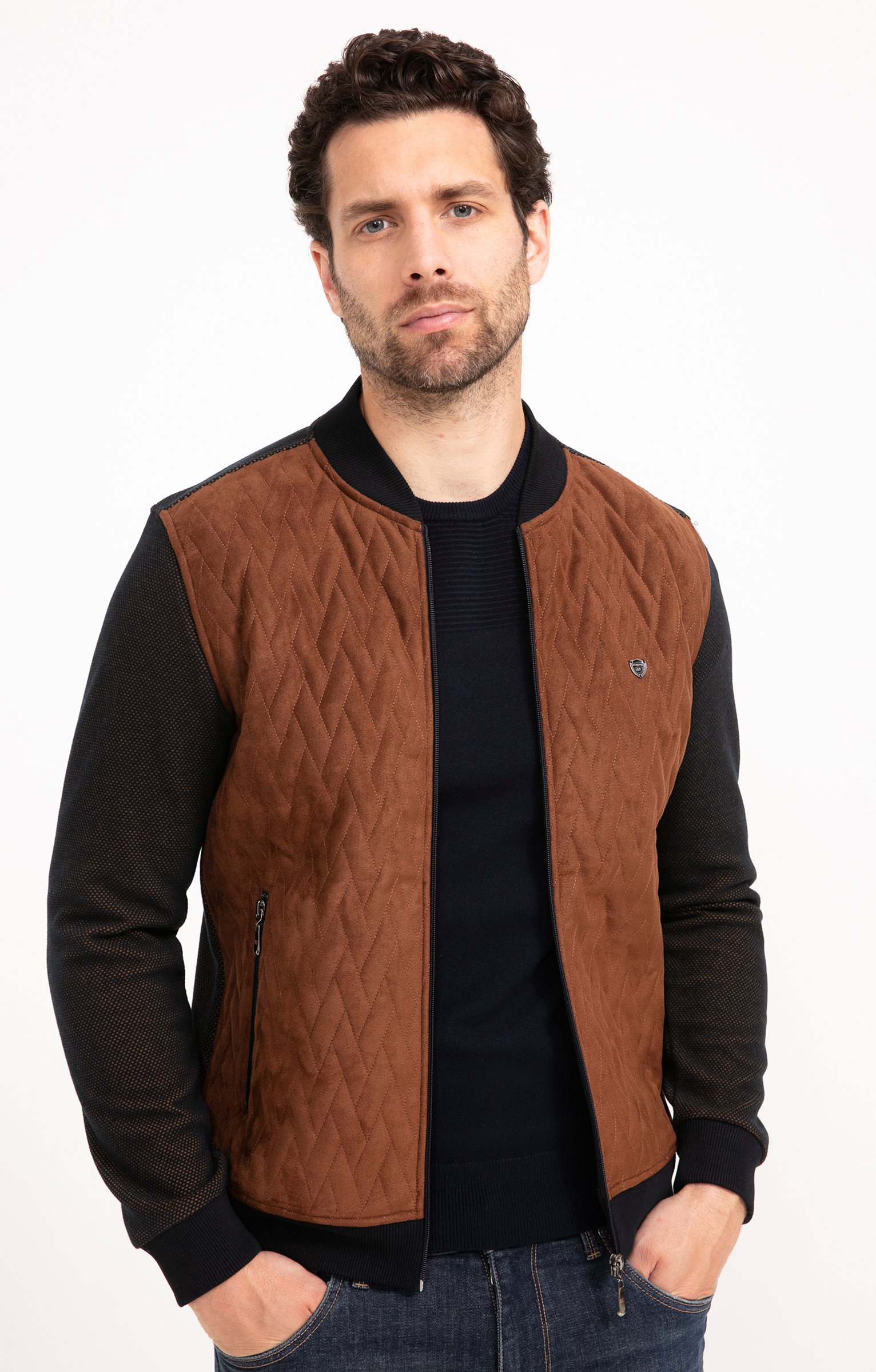 Gilet manches longues Teddy color - MARRON