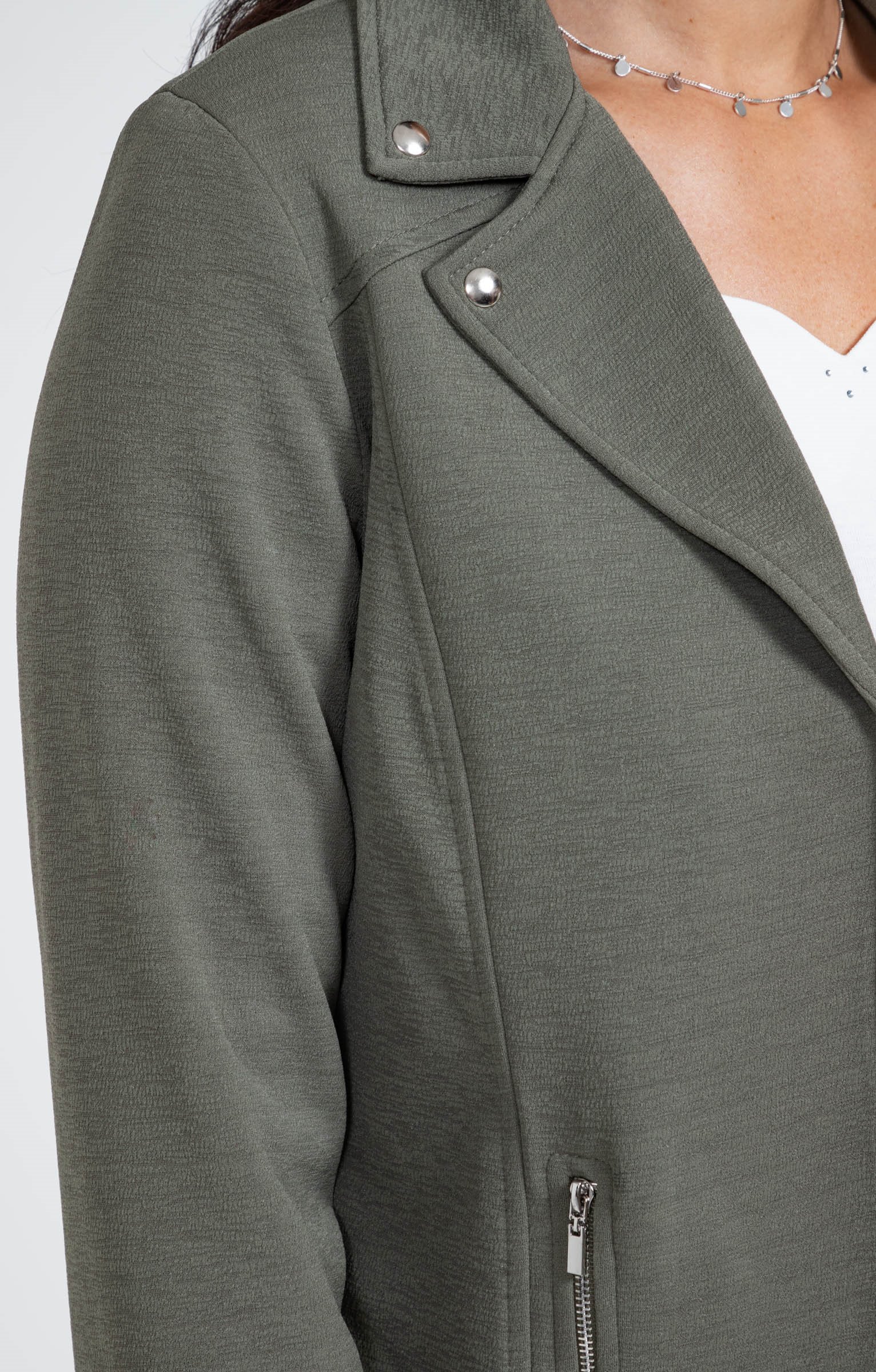 Veste col tailleur avec zips poches - KAKI