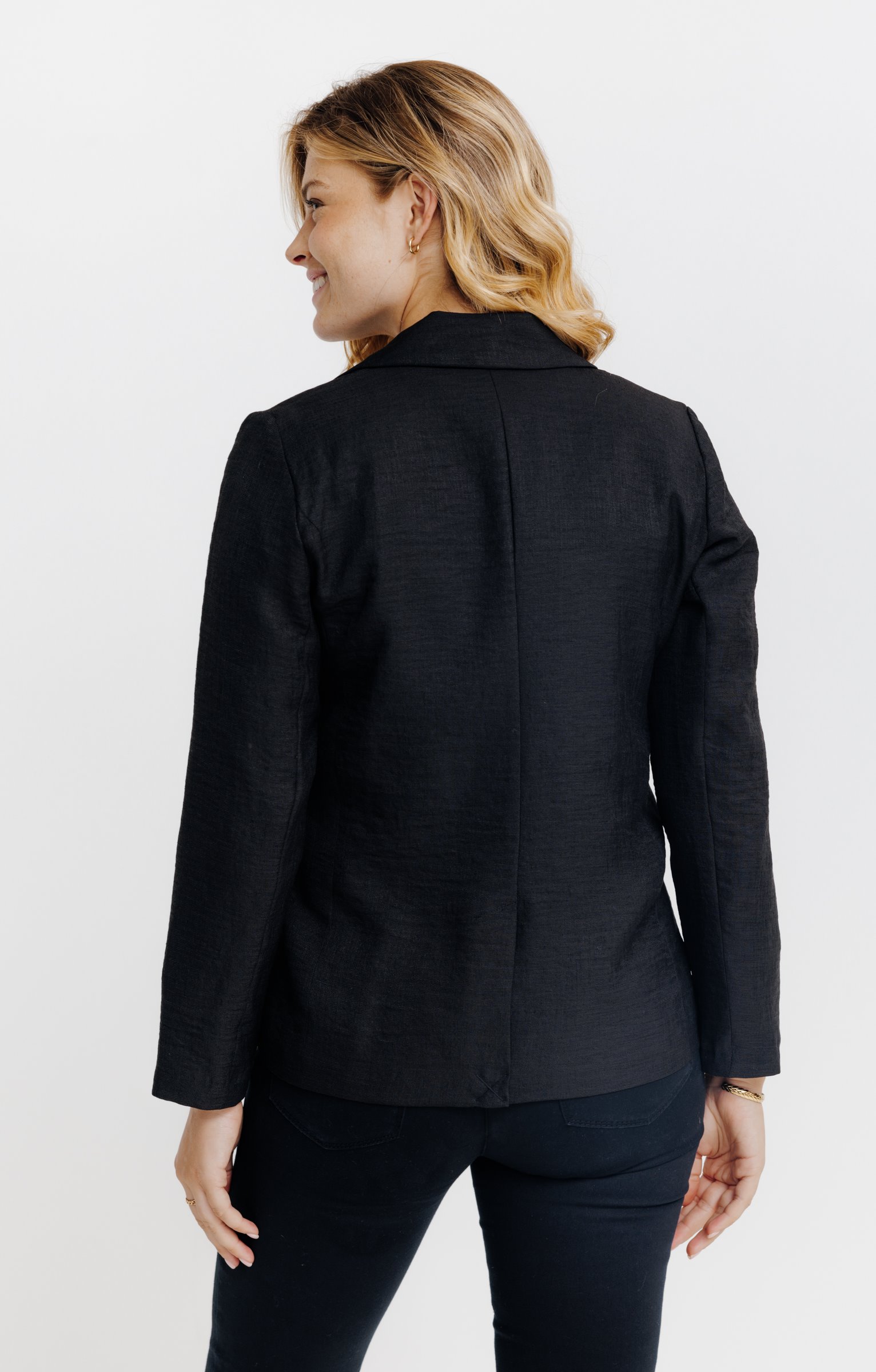 Veste tailleur effet lin  - NOIR