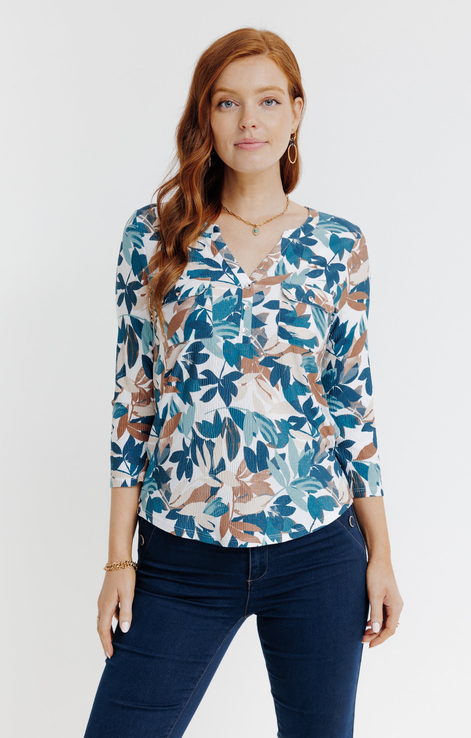 Tee-shirt col mao - ÉCRU