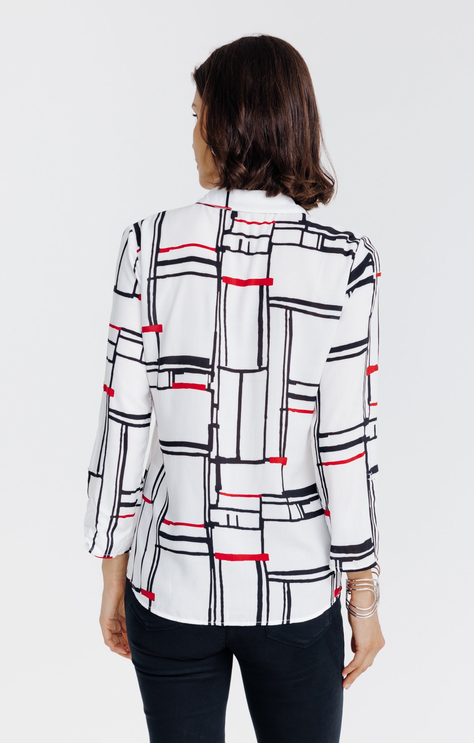 Chemise boutonnée imprimée graphique  - ÉCRU