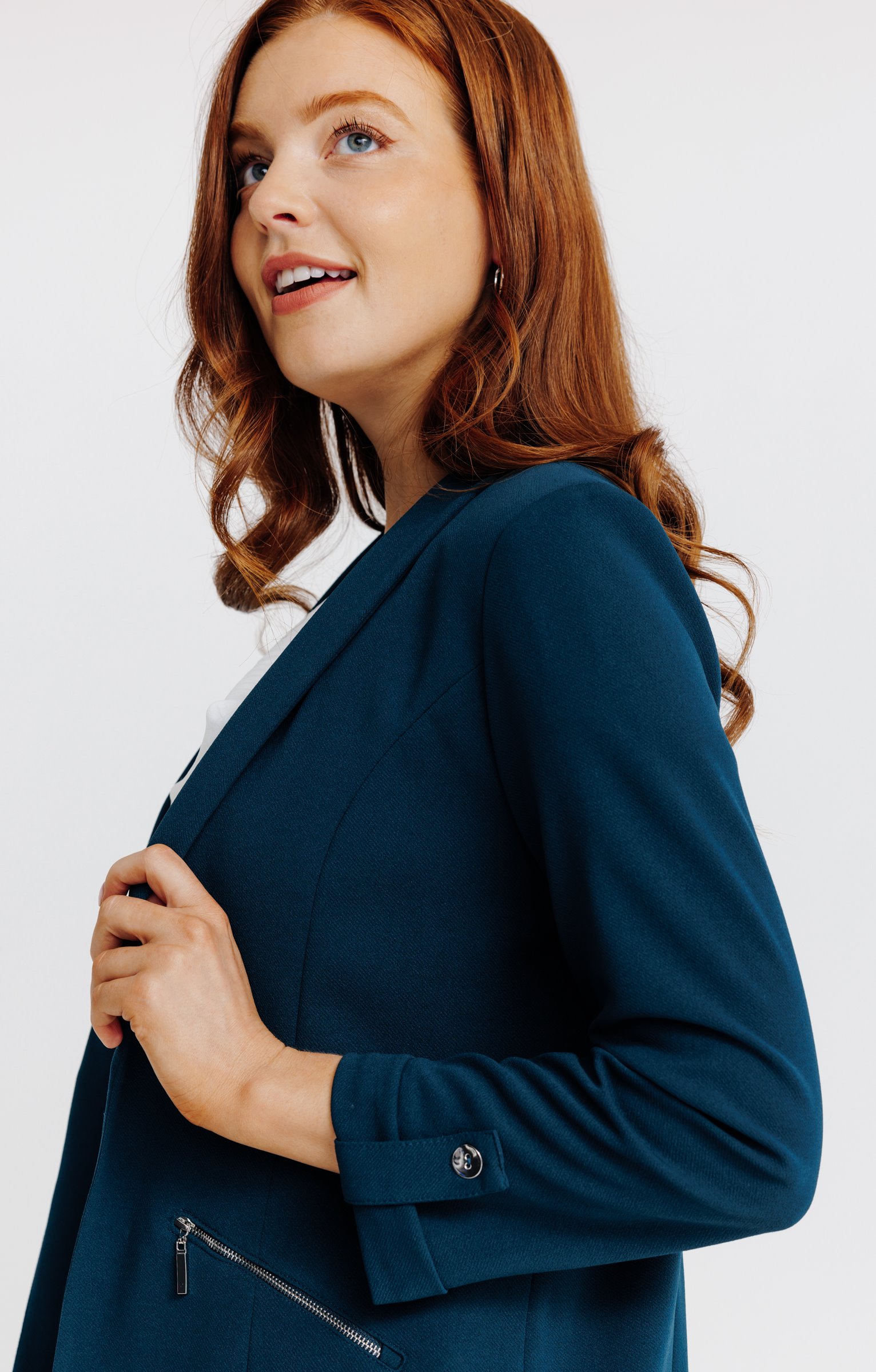 VESTE BLAZER AVEC COL CHÂLE  - PÉTROLE