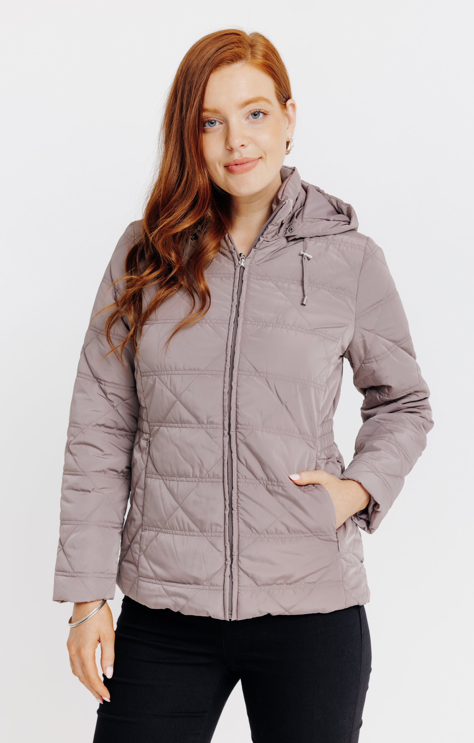 Doudoune courte matelassage fantaisie - TAUPE