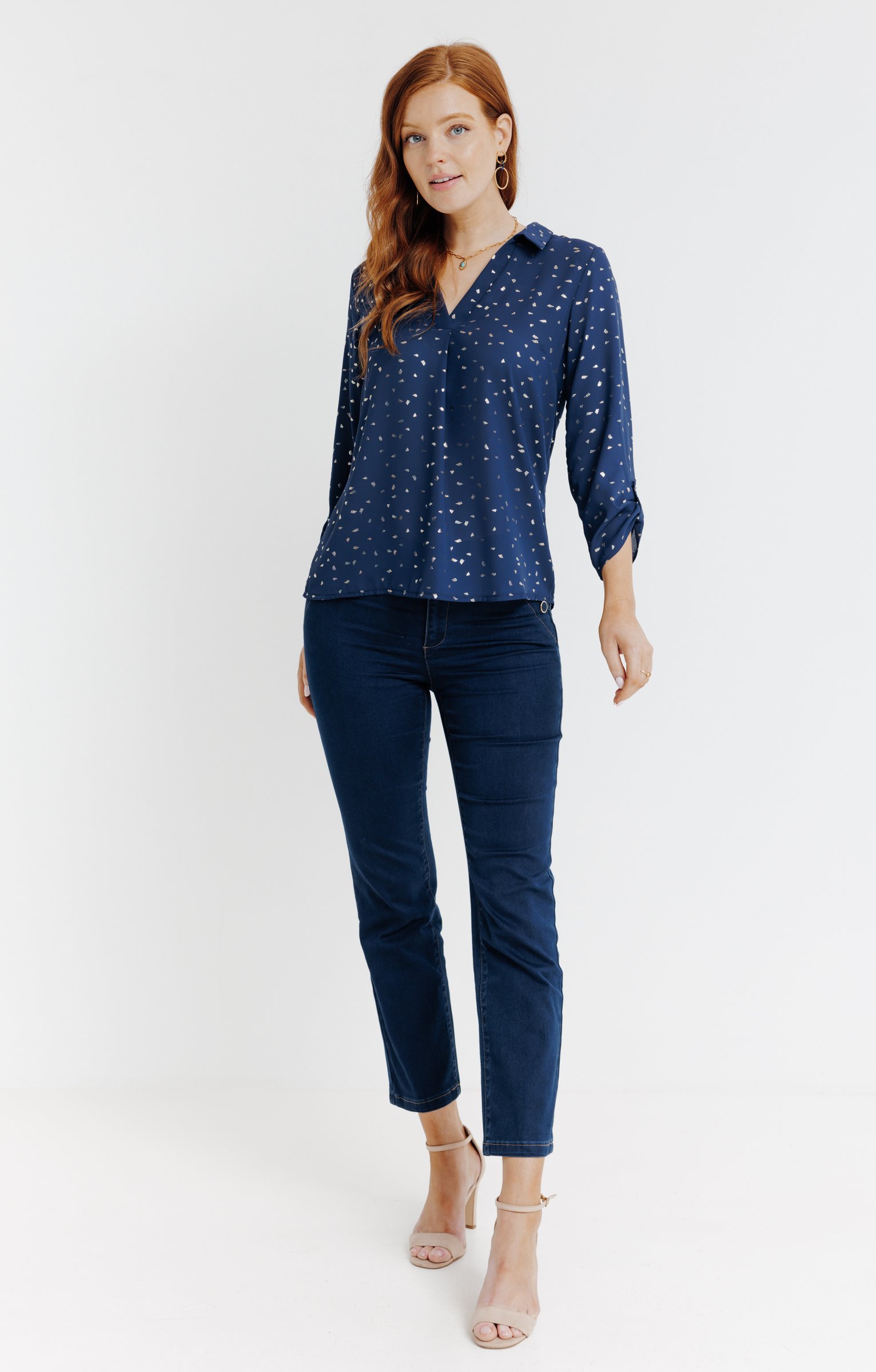 Tunique col chemise  - MARINE