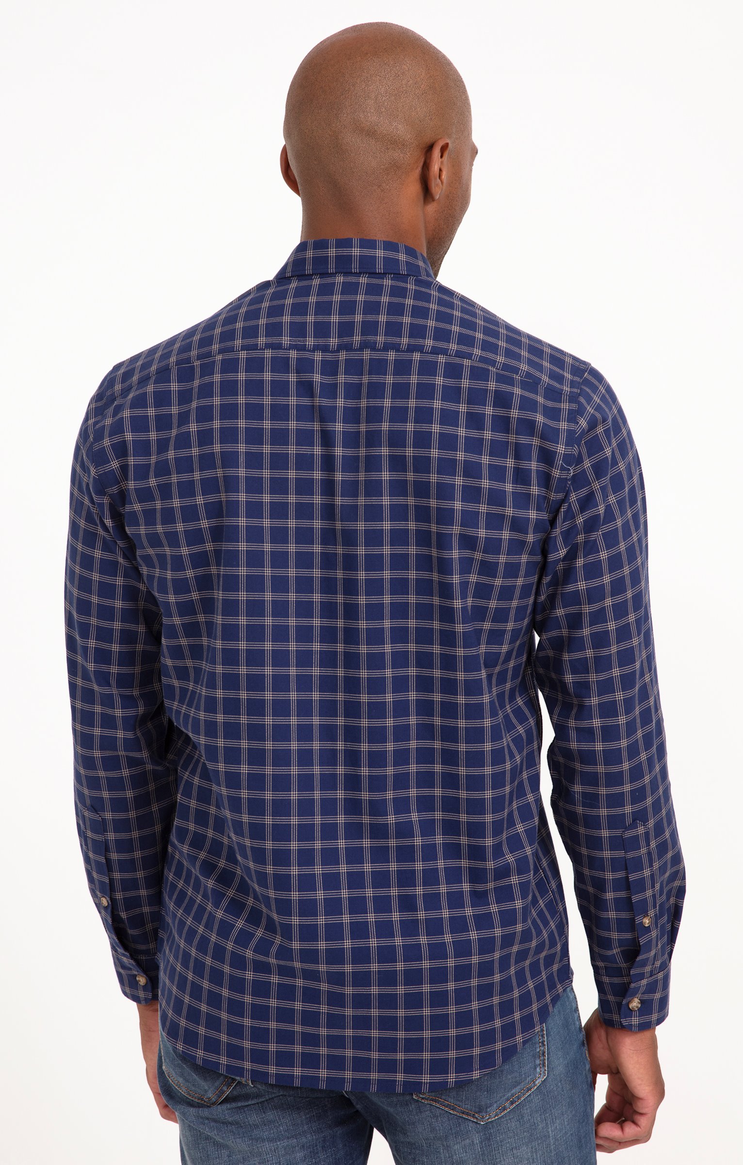 Chemise manches longues à carreaux - MARINE