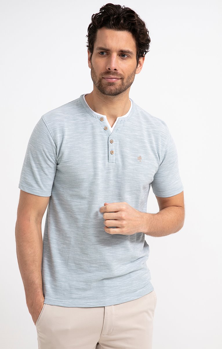 Tee-shirt manches courtes Slub pique - VERT NIL