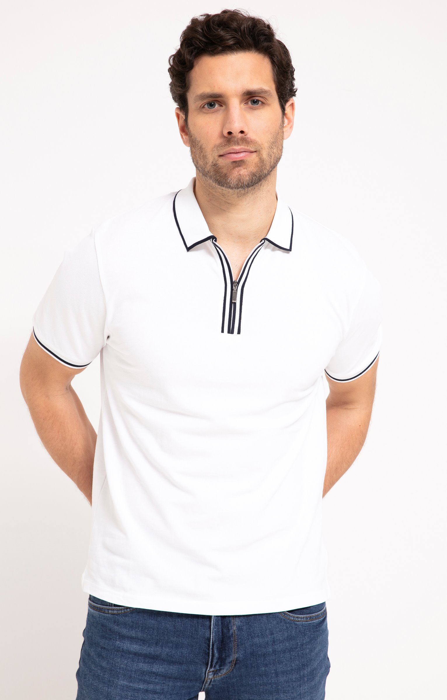 Polo manches courtes Source zip - BLANC