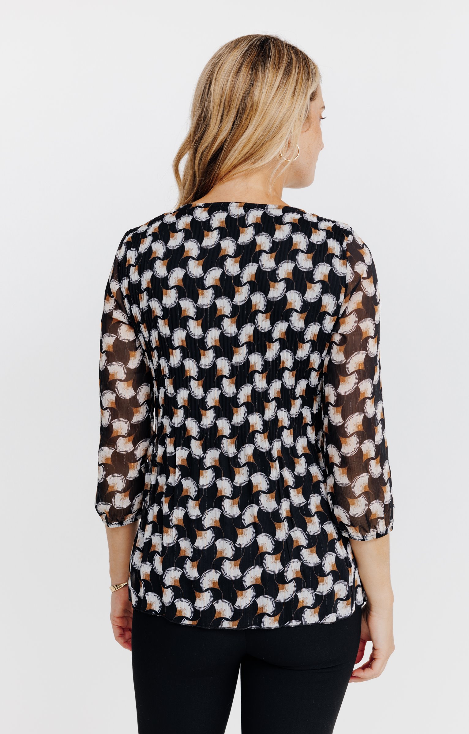 Tunique plissée imprimée - NOIR