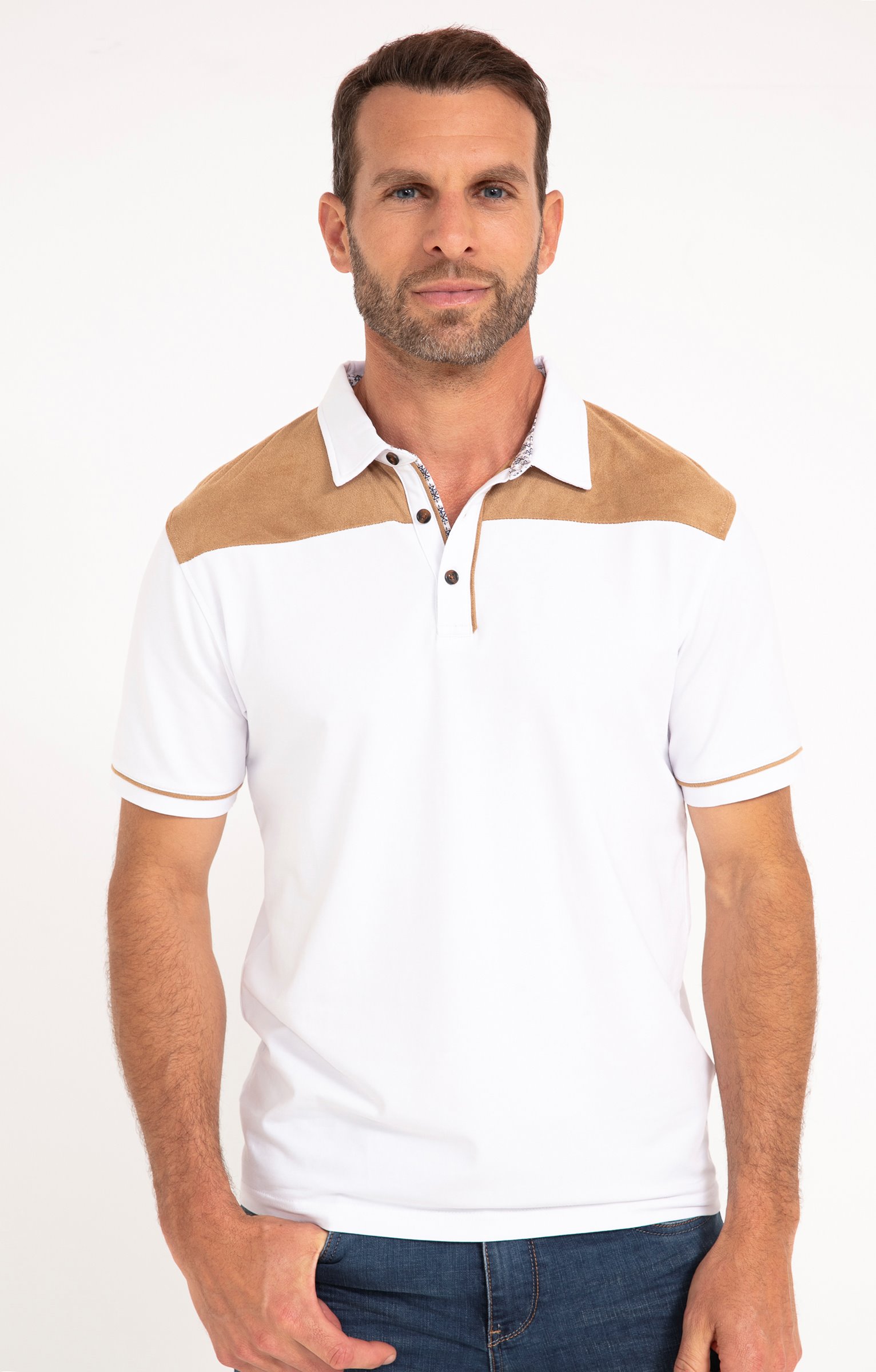 Polo manches courtes Sued Shoulder - BLANC