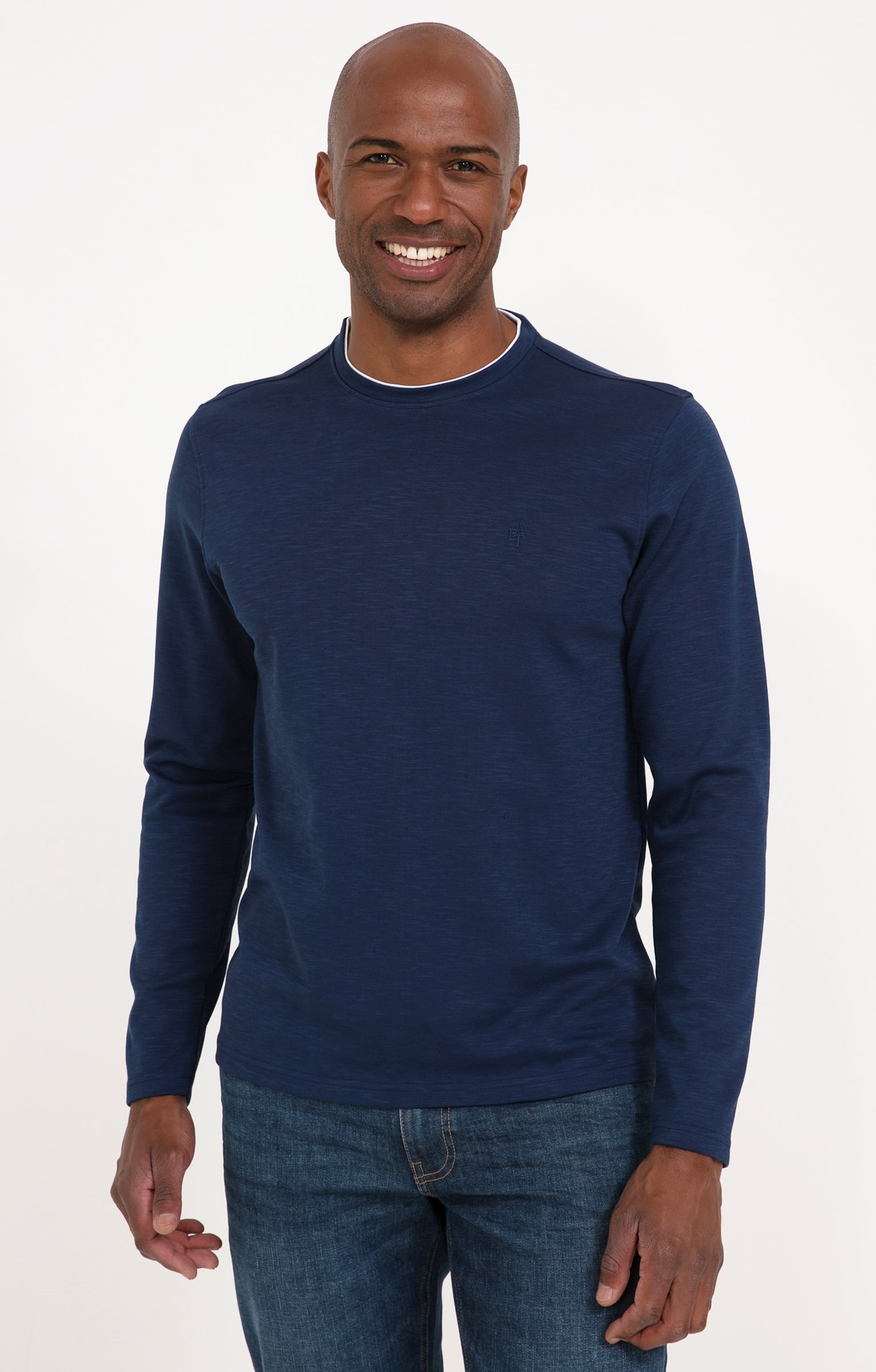 Tee-shirt manches longues Slub interlock - BLEU DUR