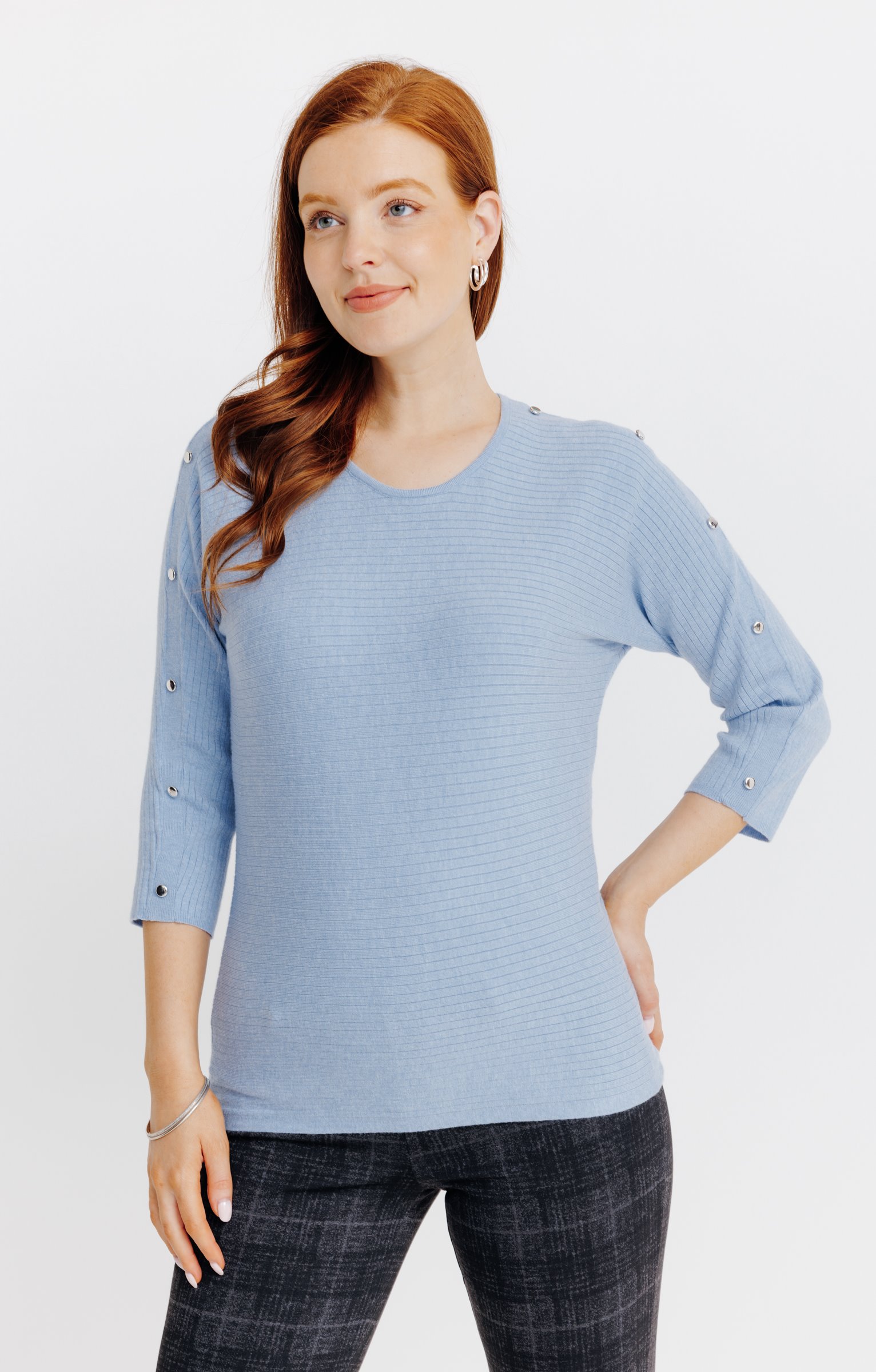 Pull tricotage fantaisie - BLEU CIEL