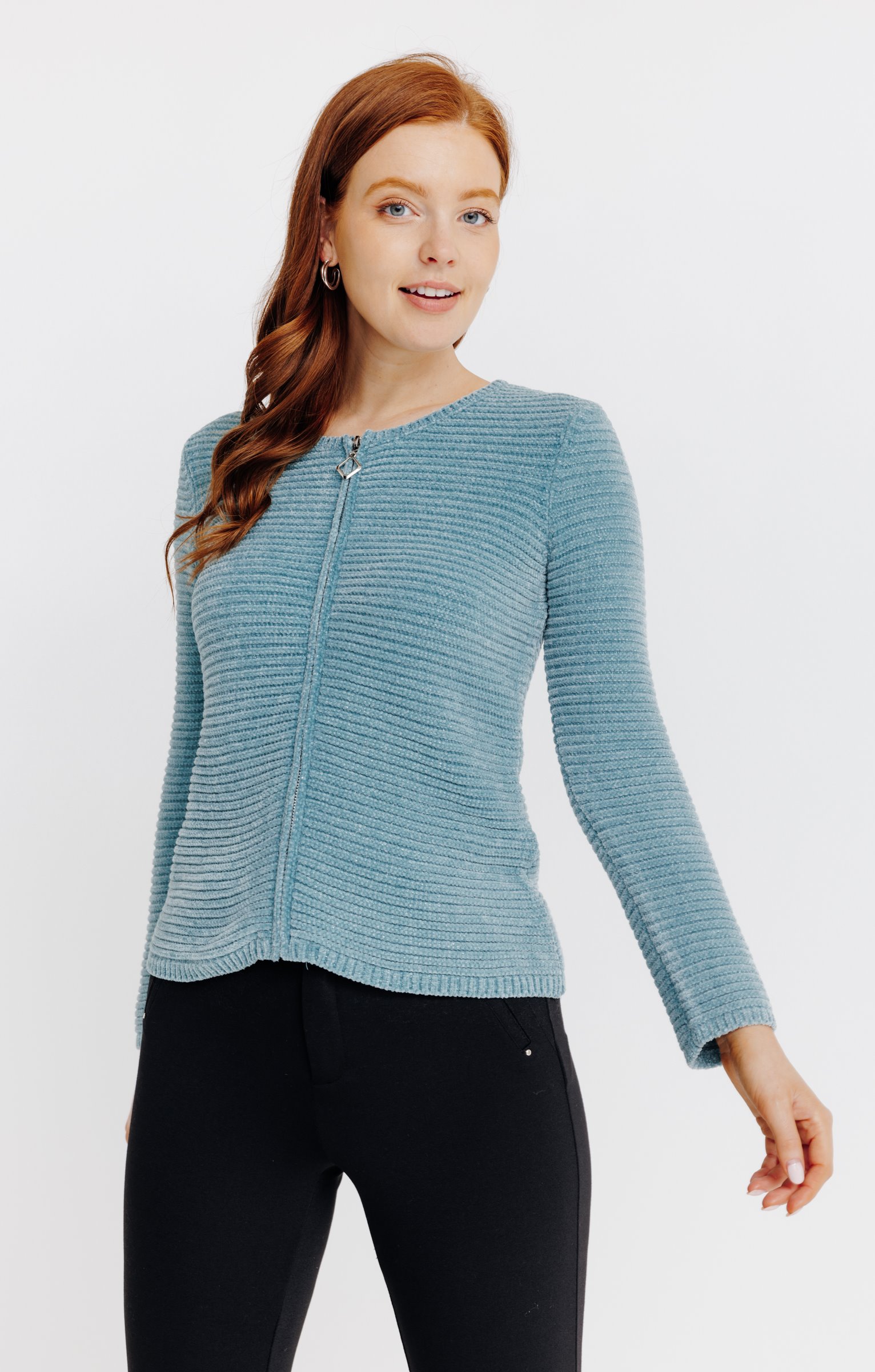 Cardigan zippé - VERT NIL
