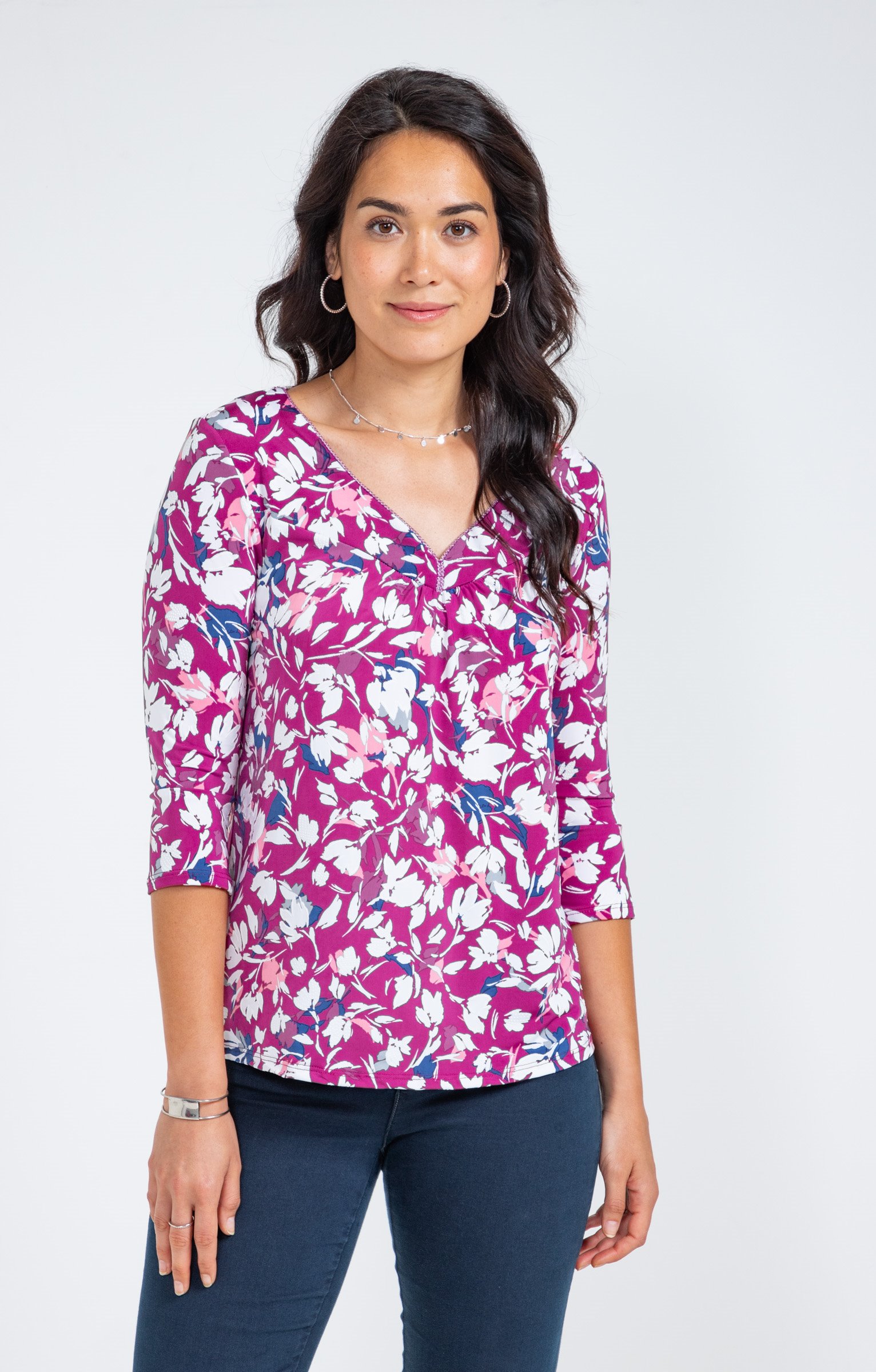 Tee-shirt col V - LIE DE VIN