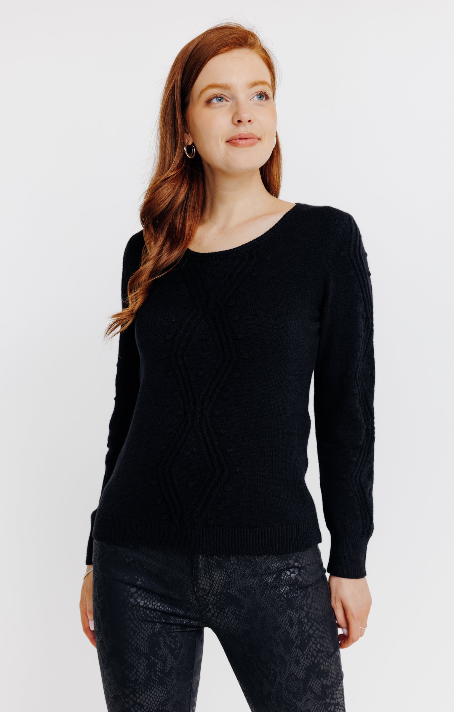 Pull avec torsades - NOIR