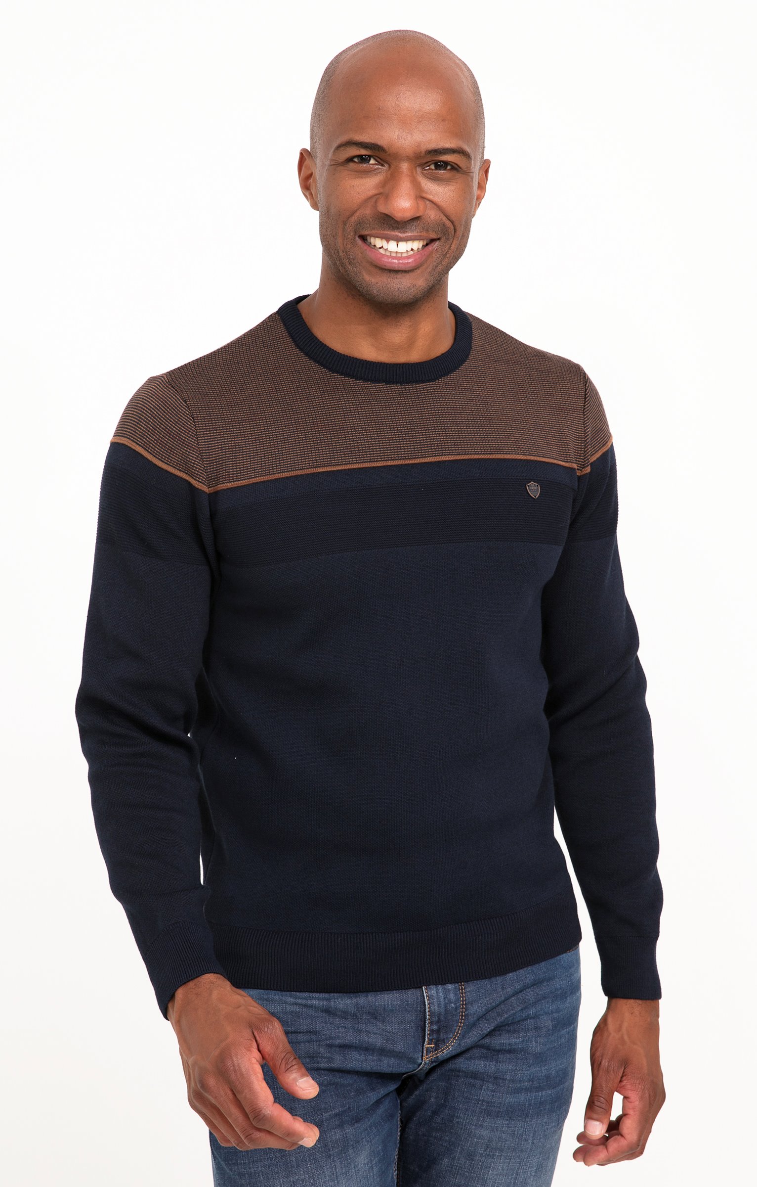 Pull col rond fantaisie - MARINE
