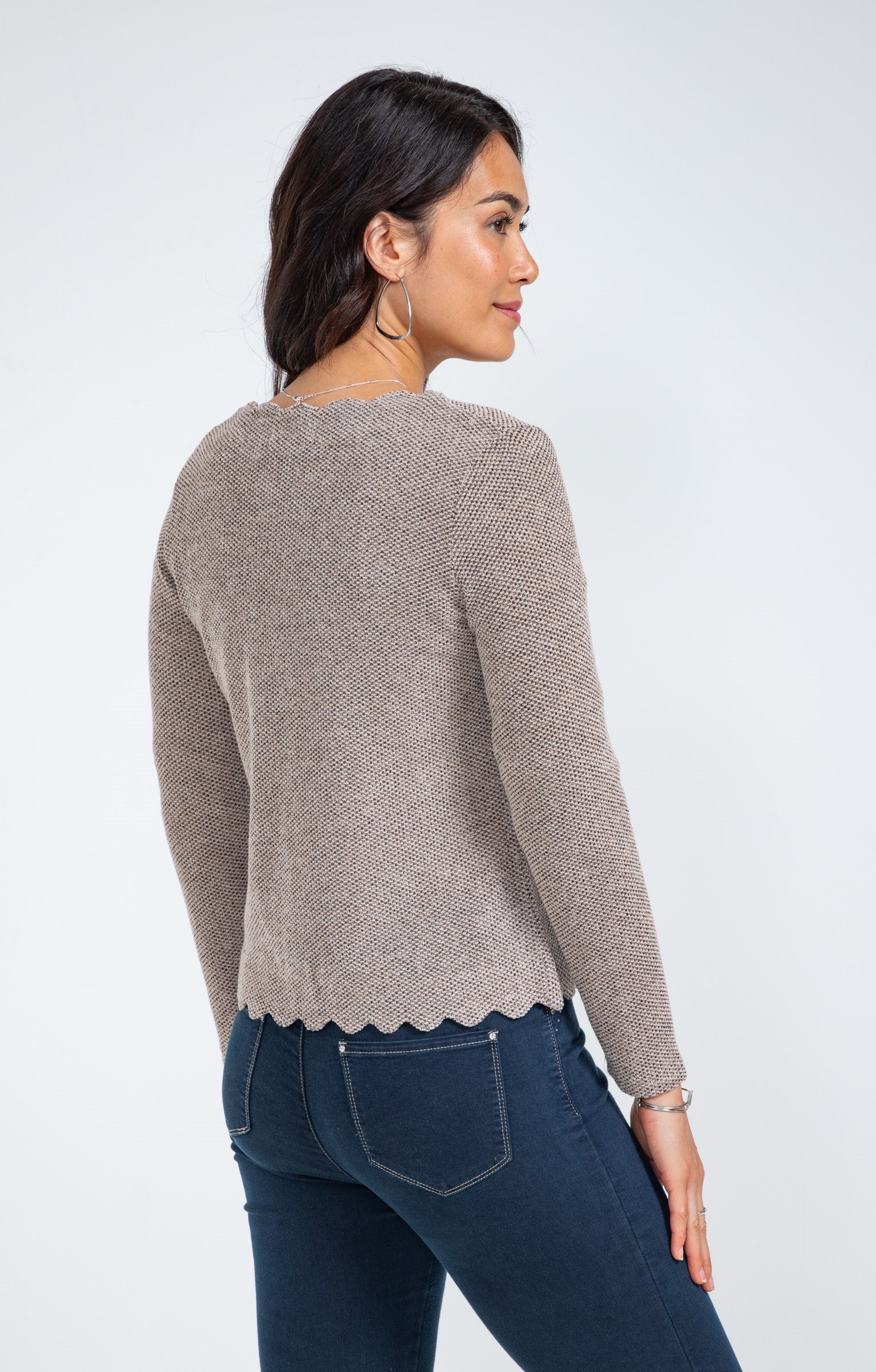 Cardigan festonné - GRÈGE