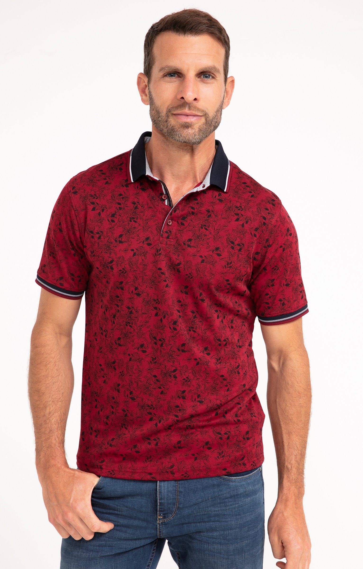 Polo manches courtes Spot Leaf - ROUGE