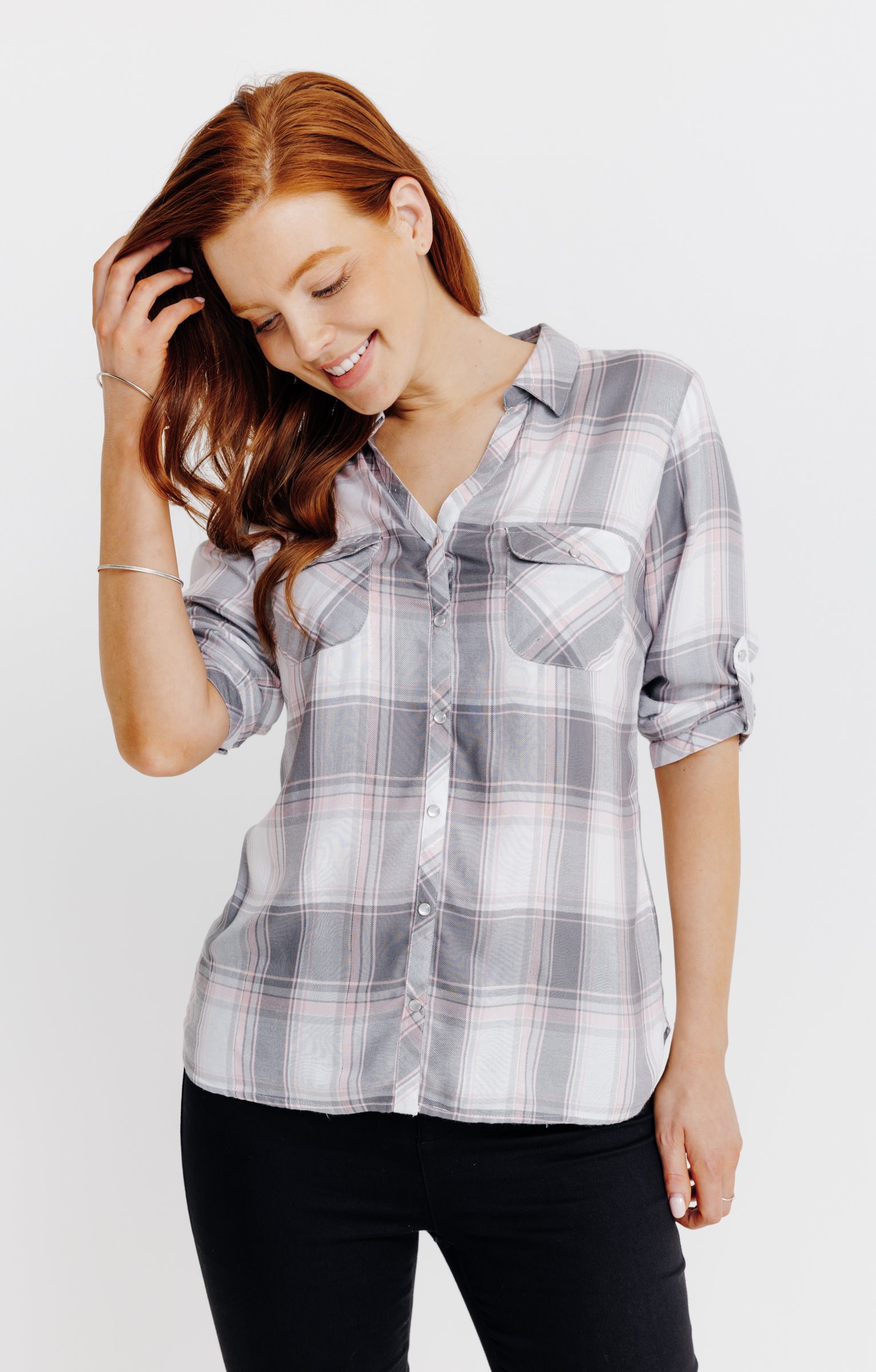 Chemise à carreaux - GRIS MOYEN