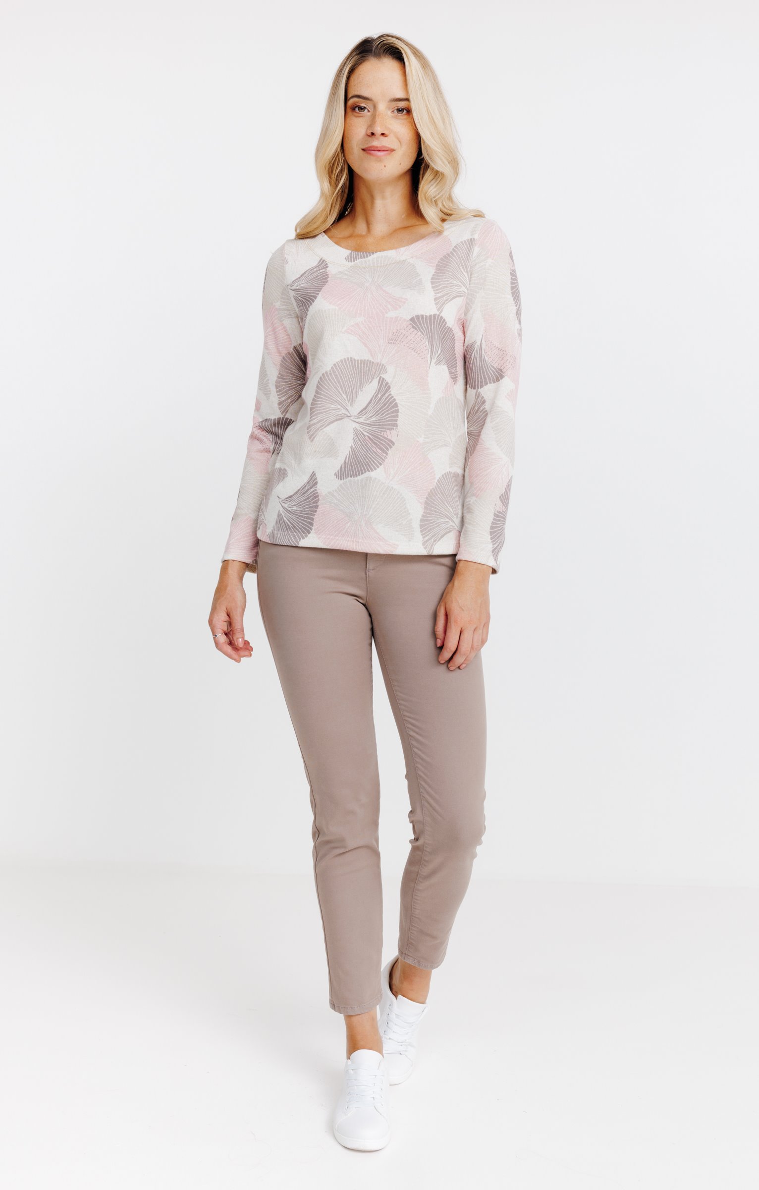 T-SHIRT MANCHES LONGUES COL ROND - TAUPE