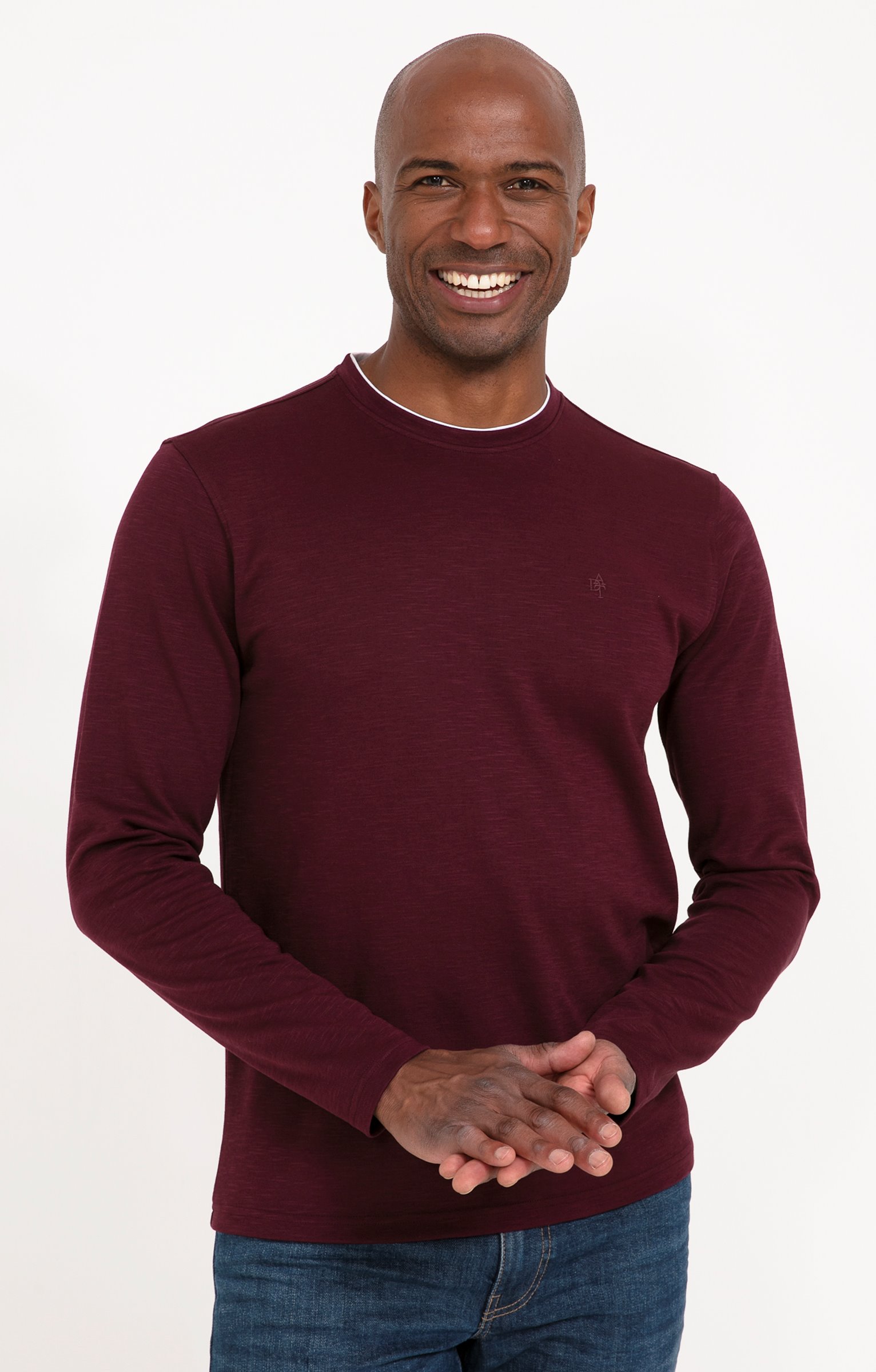 Tee-shirt manches longues Slub interlock - PRUNE