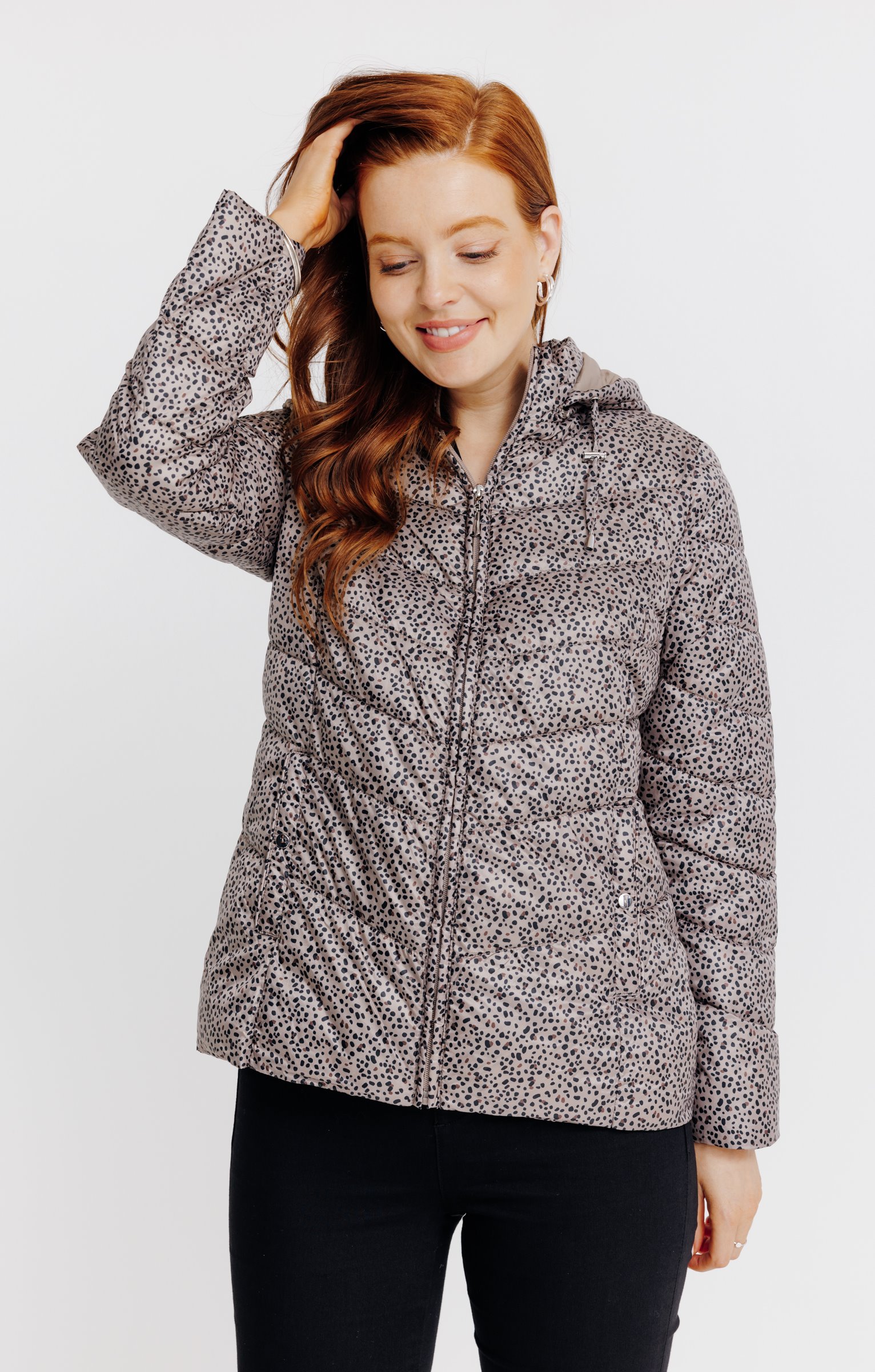 Doudoune courte imprimé fantaisie - GRÈGE