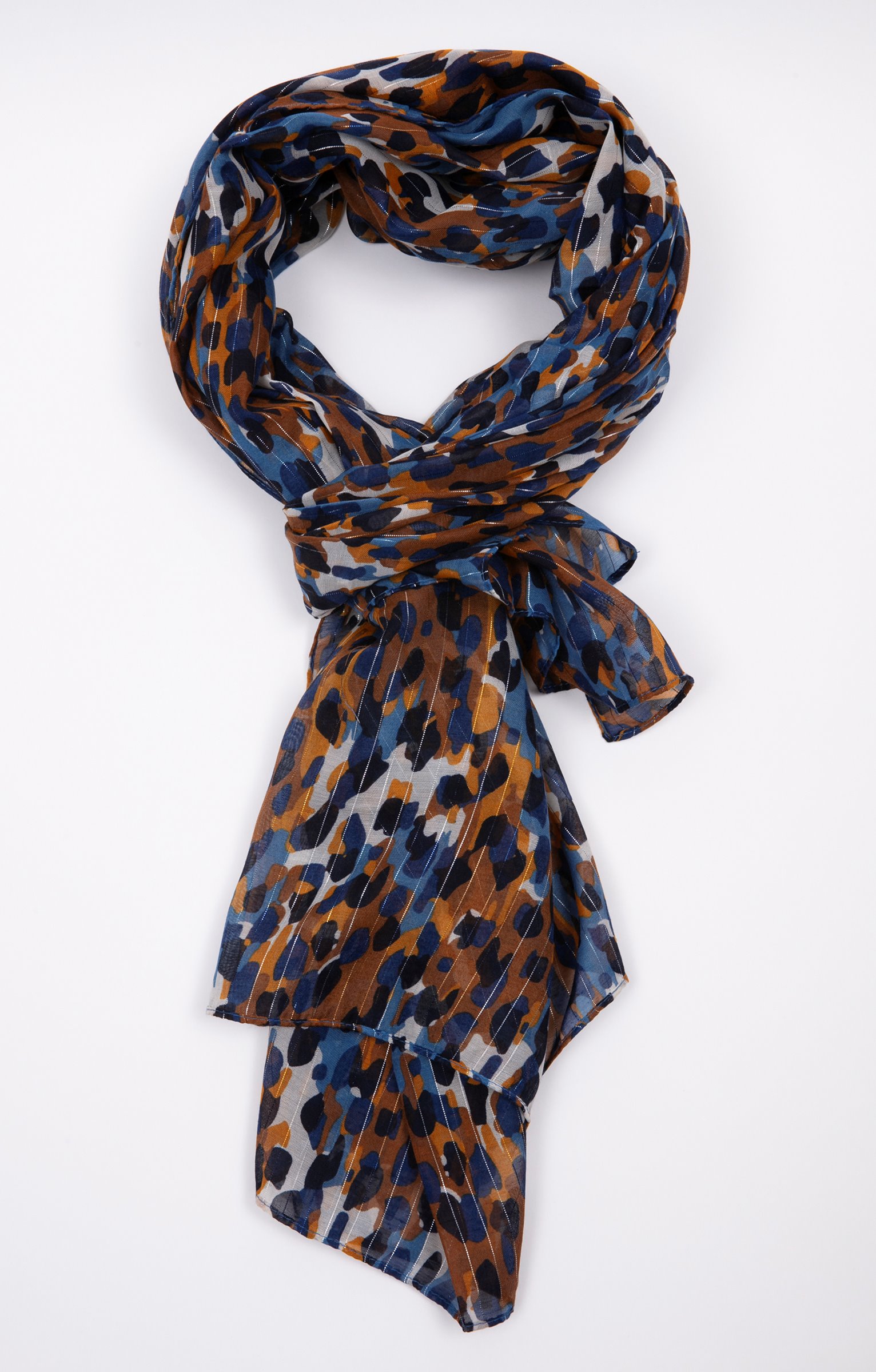 Grand foulard imprimé tachiste - BLEU DUR