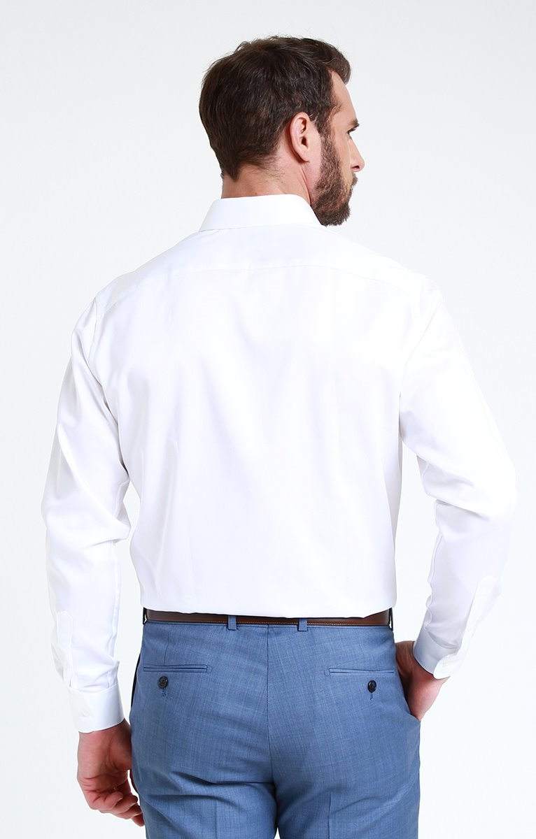 Chemise ville satin regular - BLANC