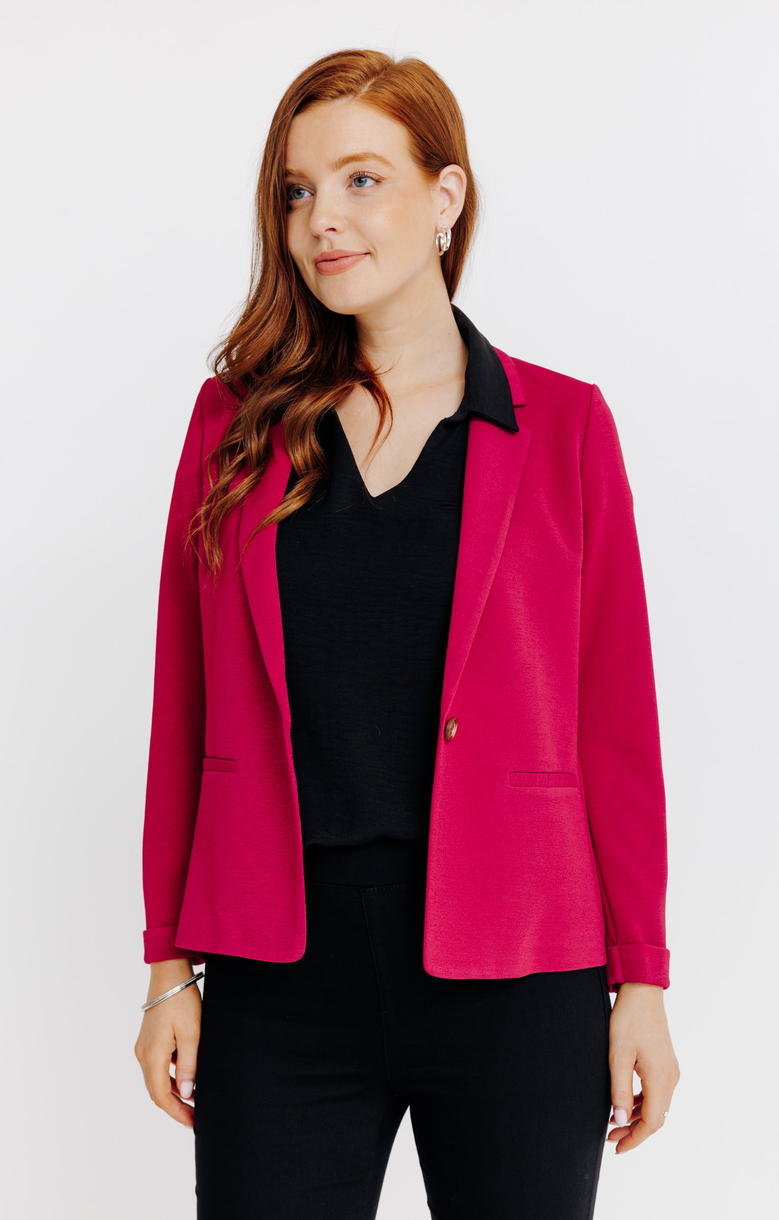 VESTE FORME BLAZER EN MAILLE  - BORDEAUX