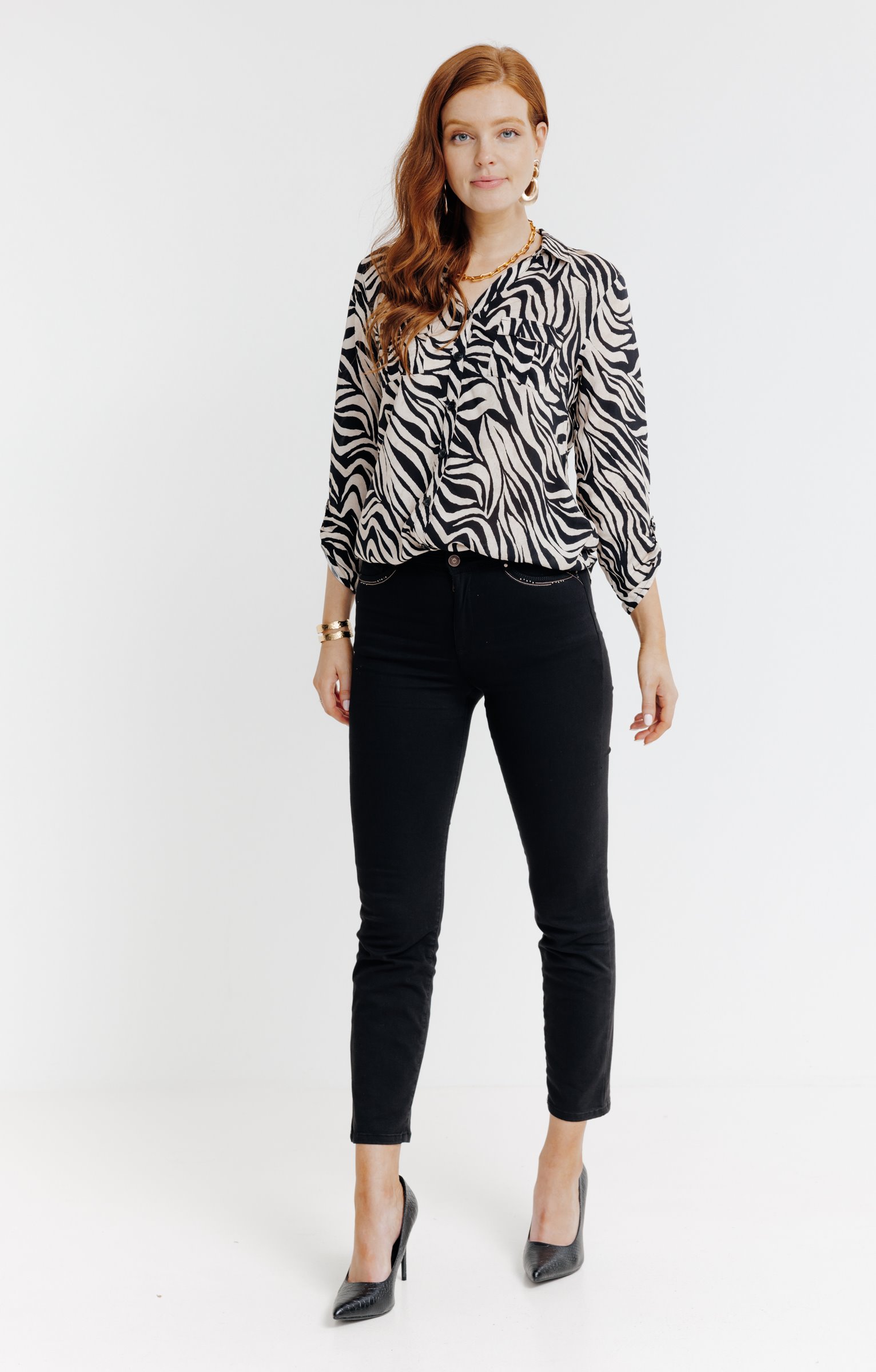 Chemise imprimé animal  - NOIR