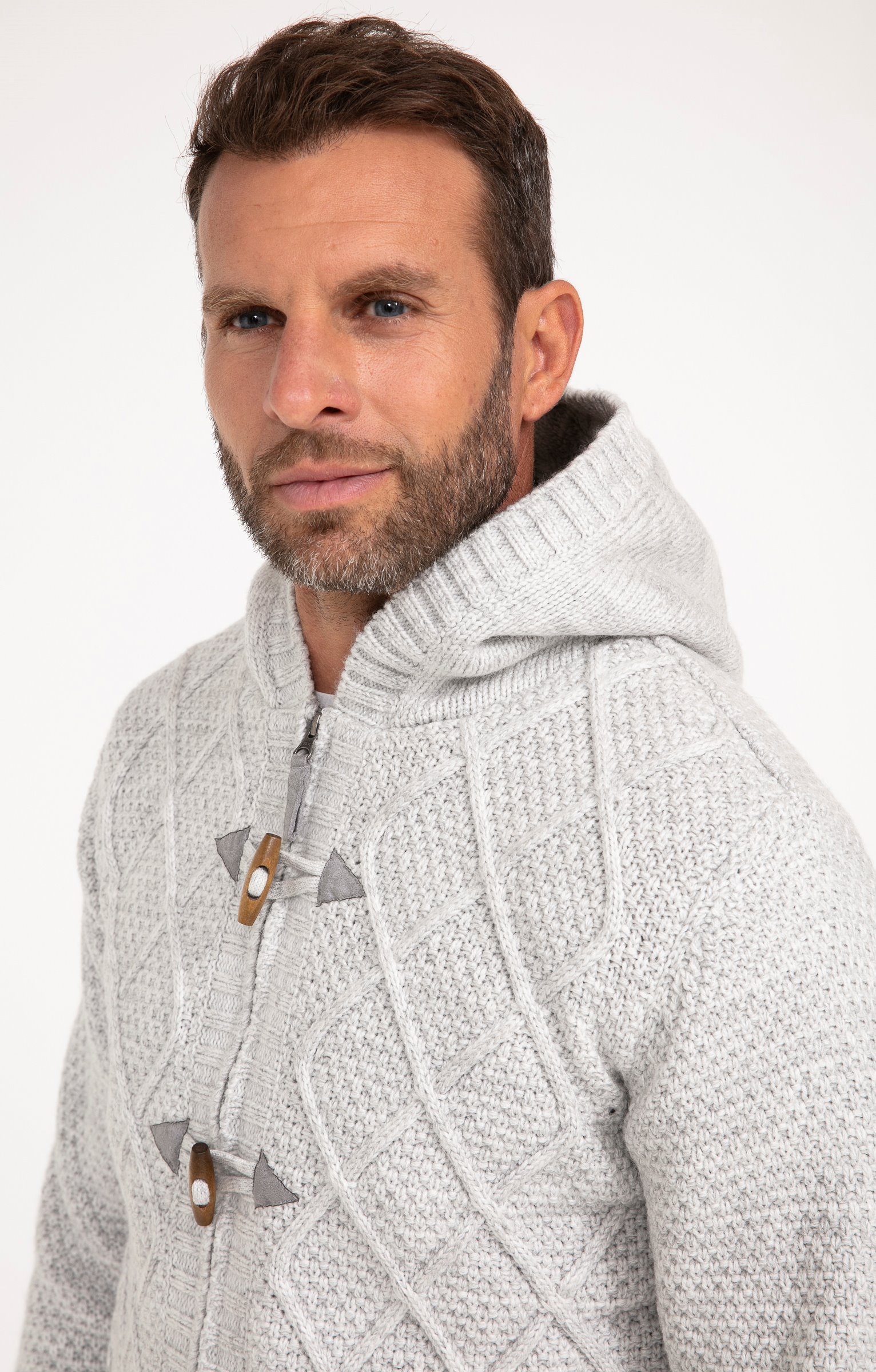 Gilet doublé sherpa avec capuche - GRIS CLAIR