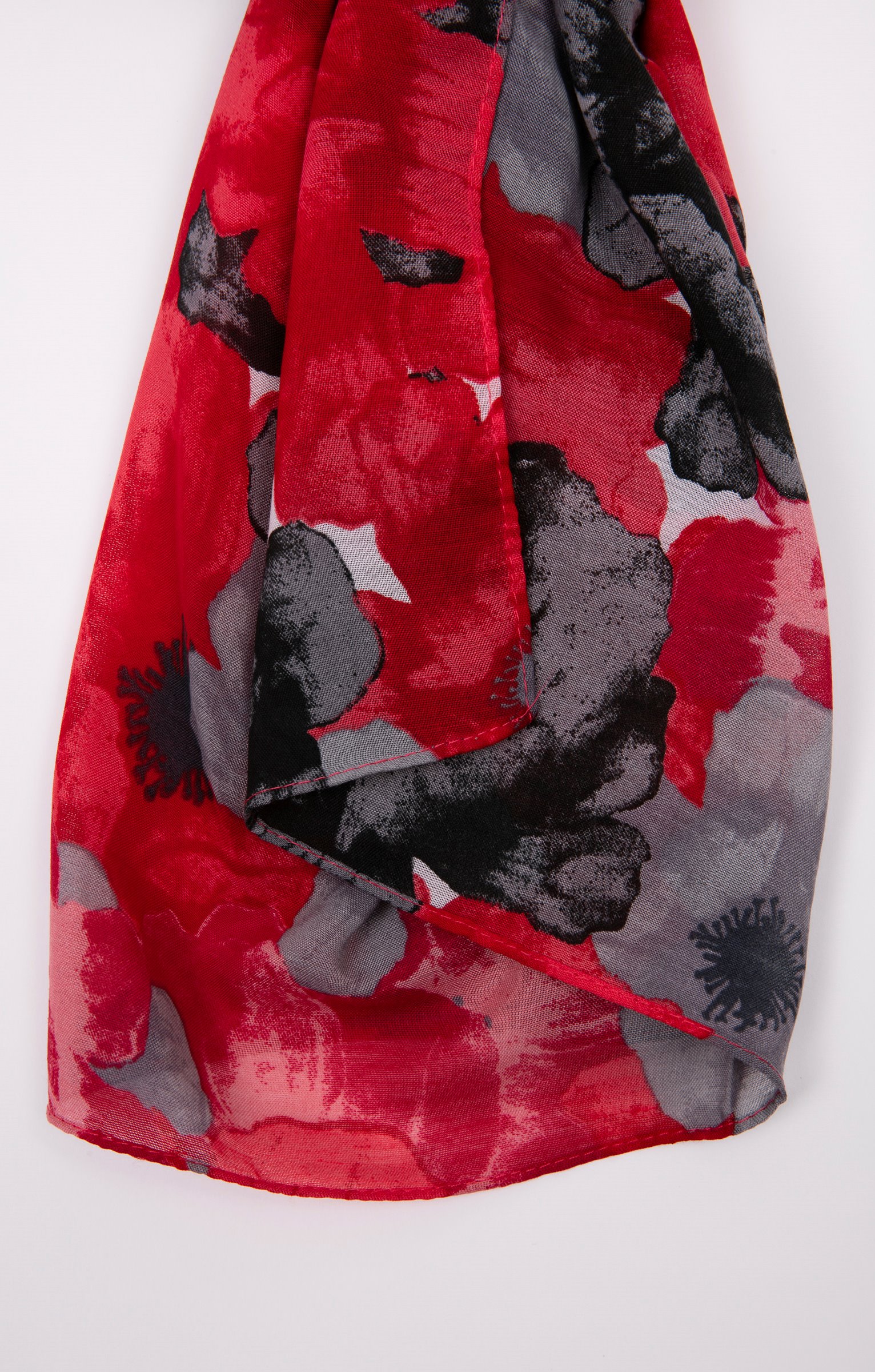 Grand foulard motifs fleurs - ROUGE