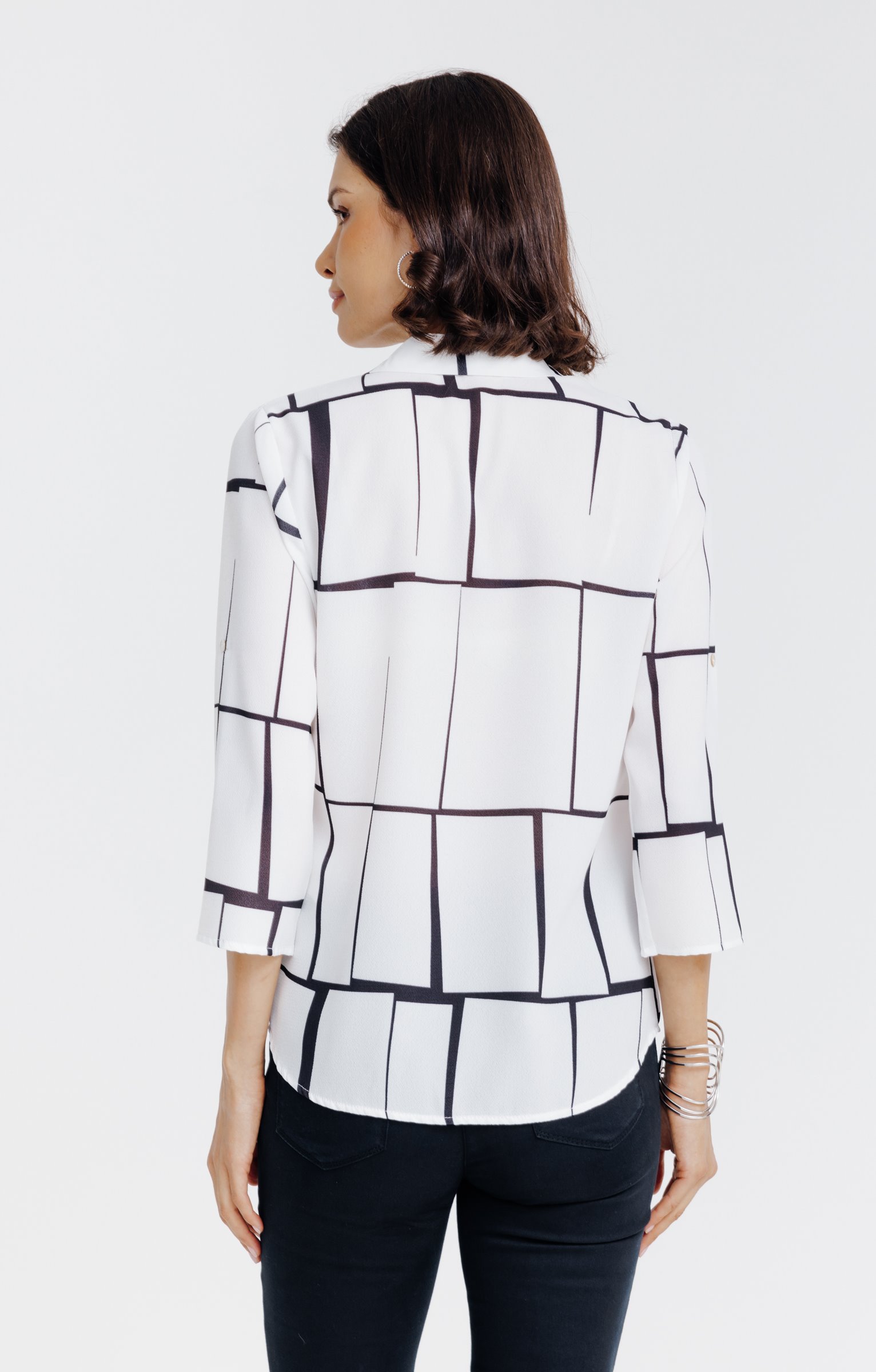 Chemise plissée imprimée - ÉCRU