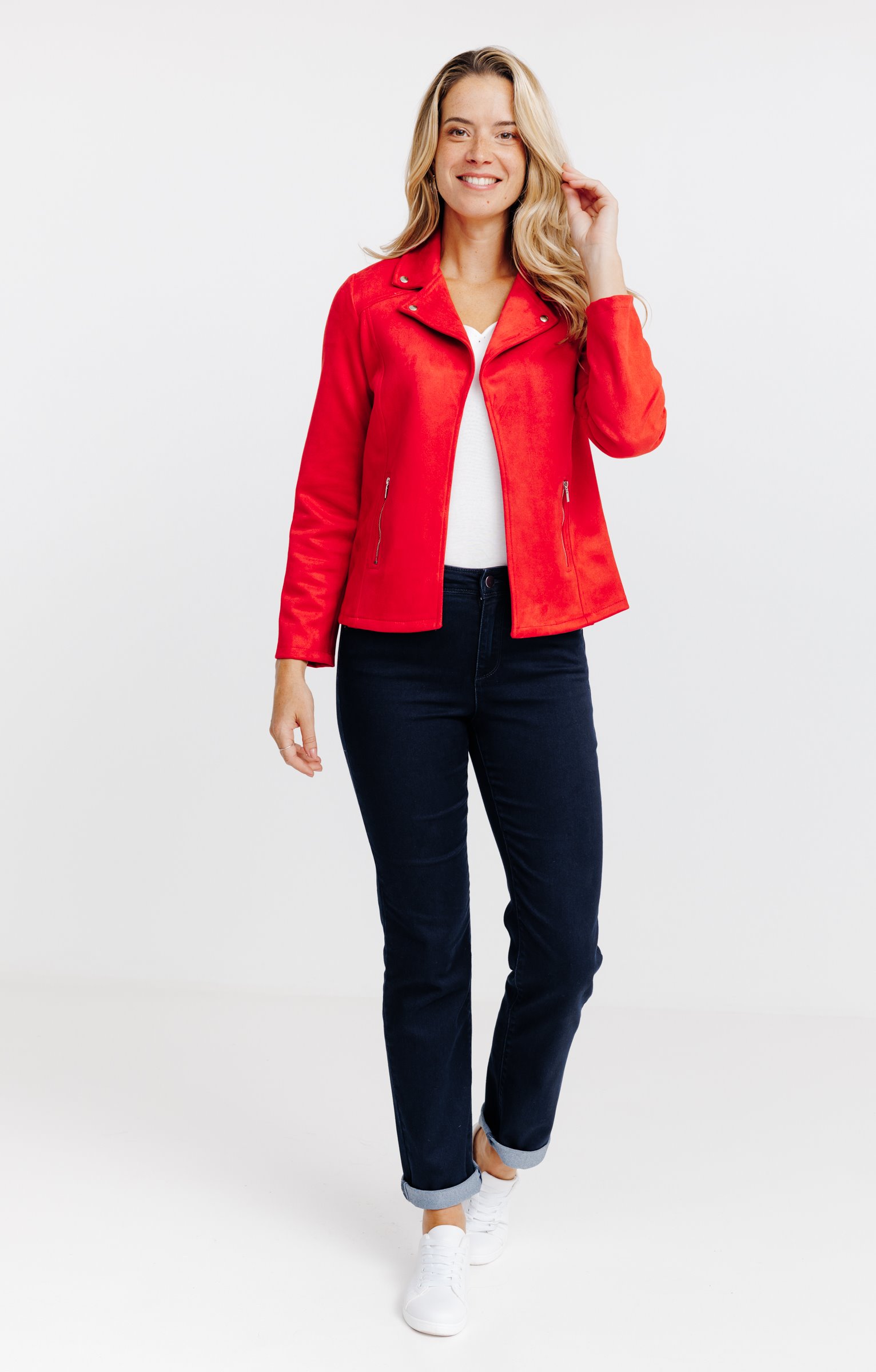 Veste perfecto en suédine non doublée - ROUGE