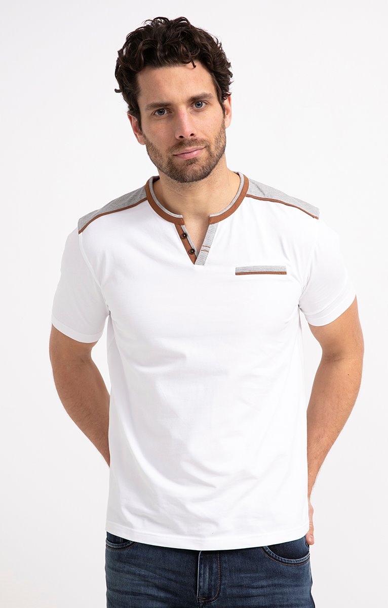 Tee-shirt manches courtes Piping - BLANC