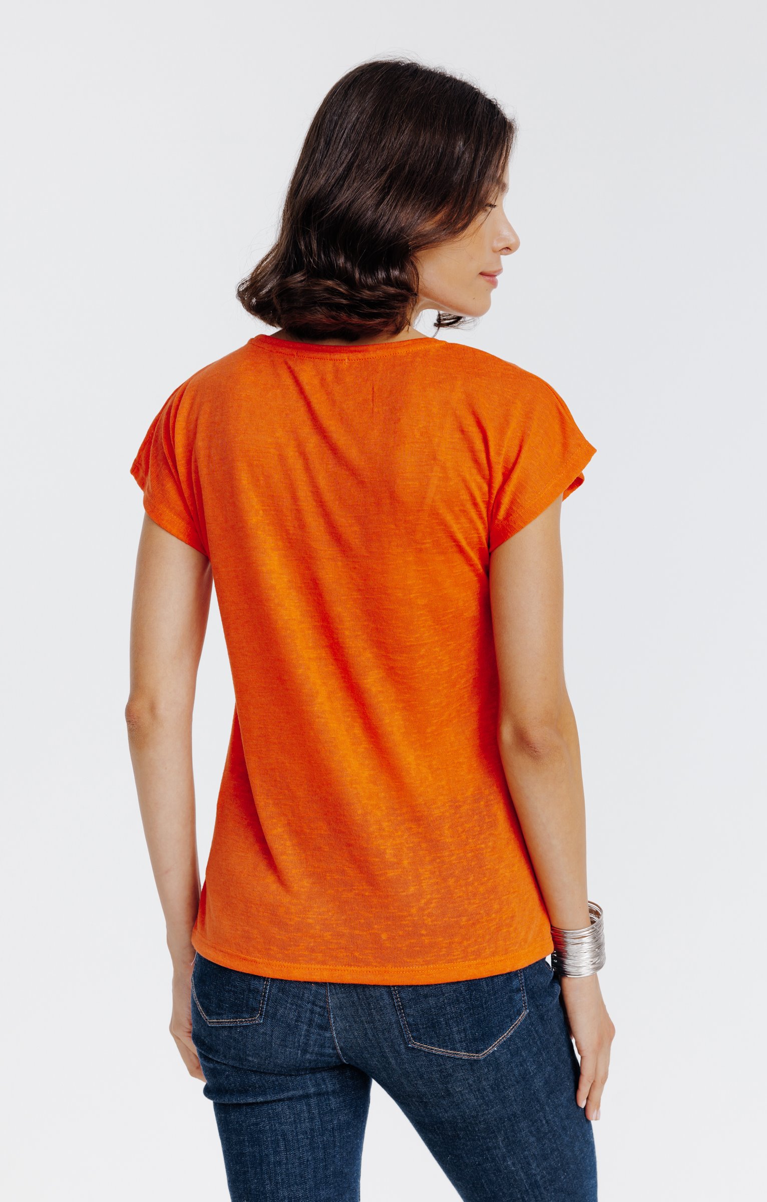 Tee-shirt imprimé strass - MANDARINE