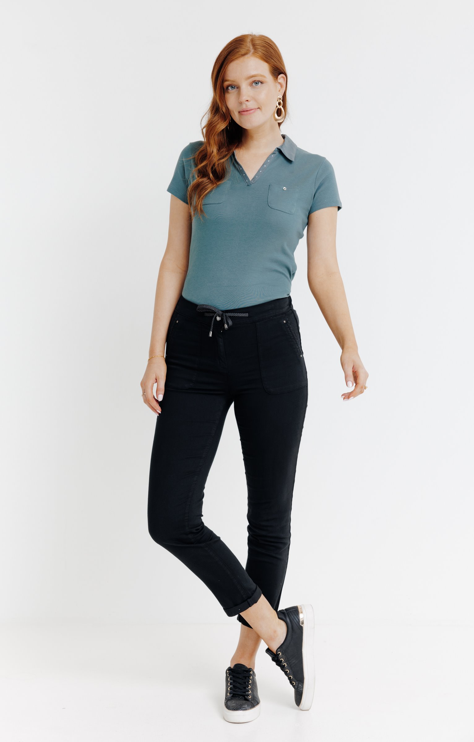 Jogging coton stretch élastiqué dos - NOIR