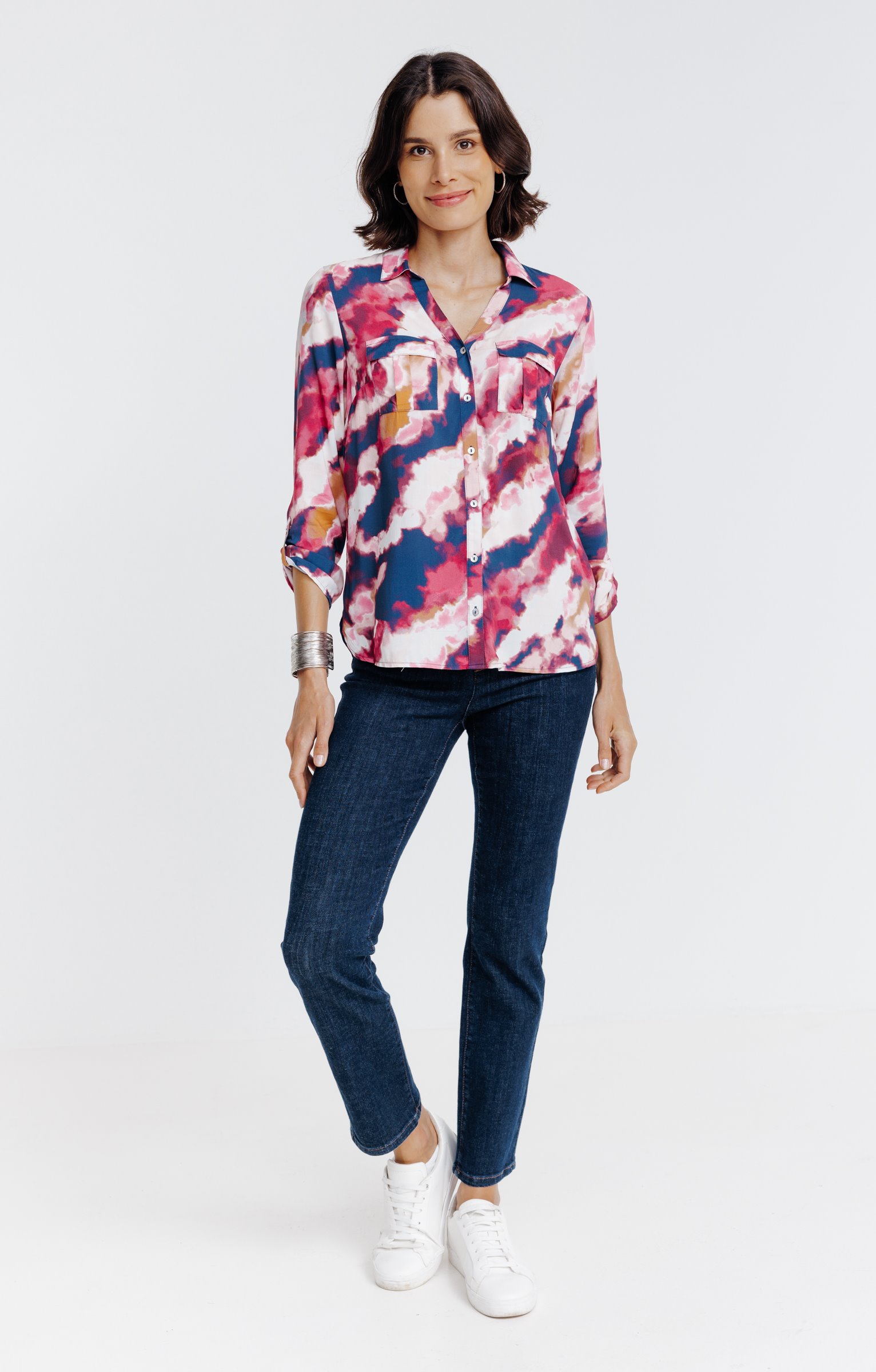 Chemise imprimée  abstrait  - ÉCRU