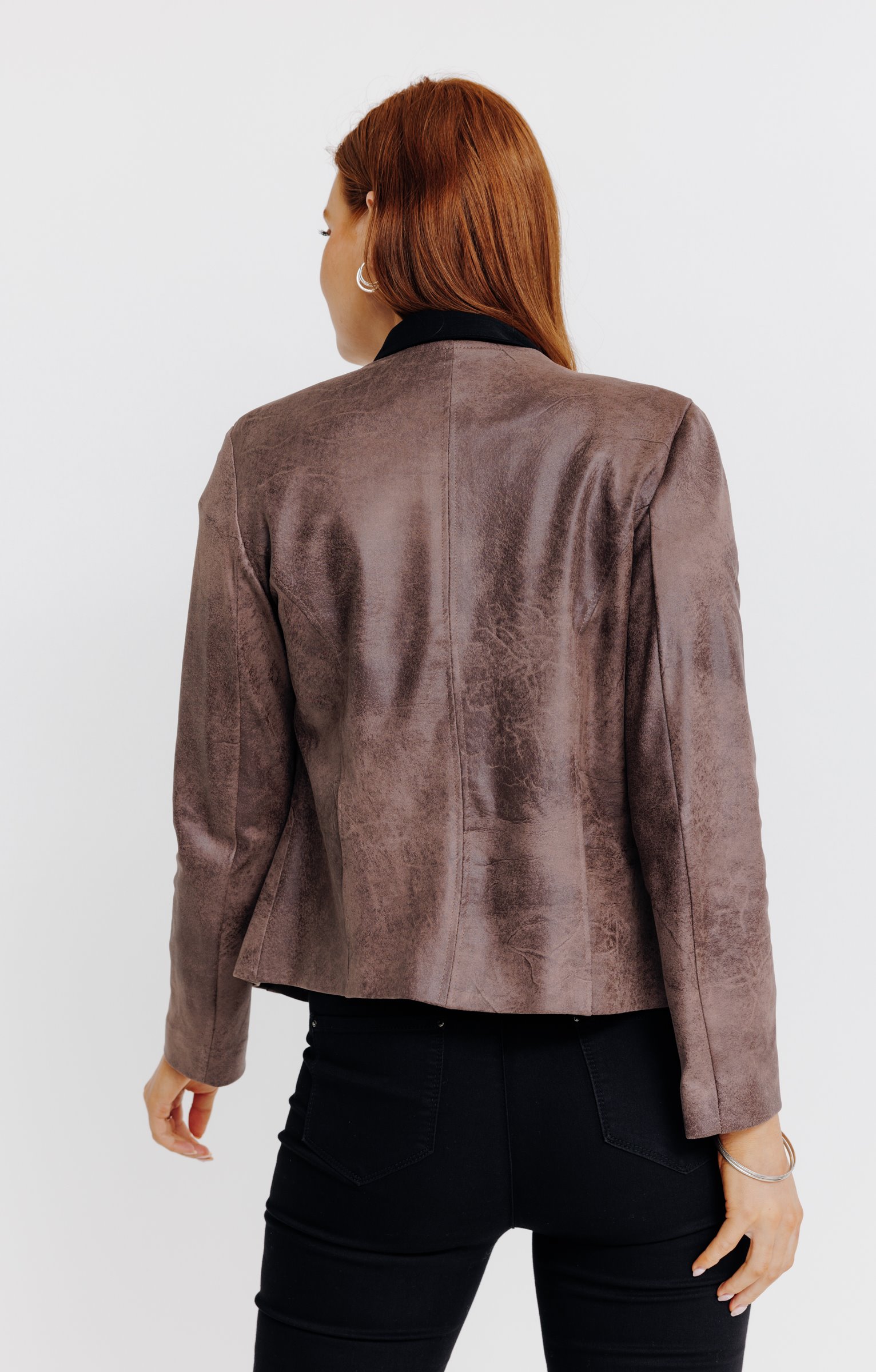 VESTE DOUBLEE EN BIKER  - TAUPE